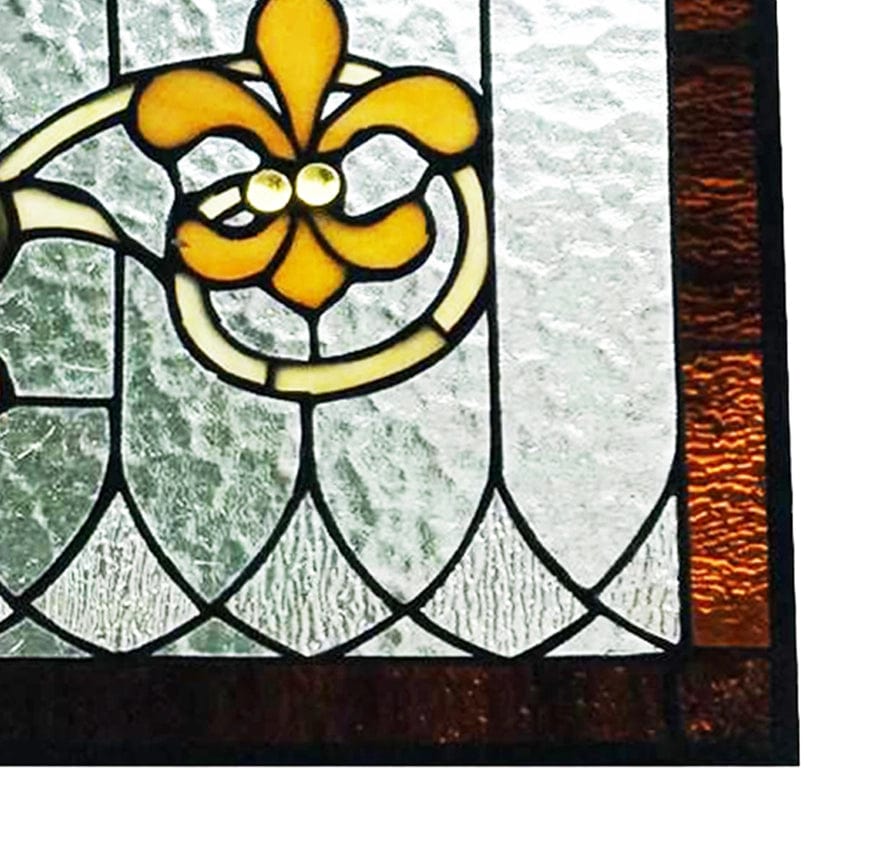 Oakley Blue or Amber Tiffany Style Stained Glass Pub Window Panel 30L、mySite、g9winljtr