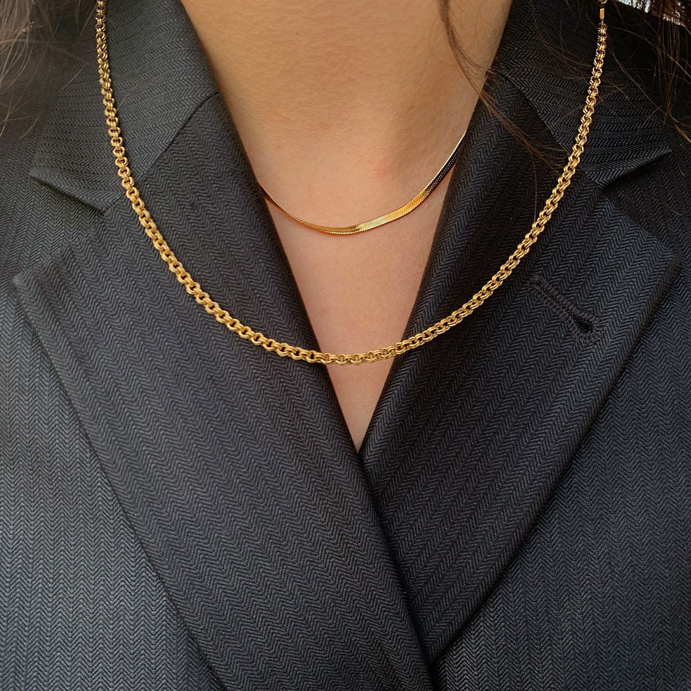 Essentielle Double Link Chain Necklace, Gold Colour、mySite、botmansion