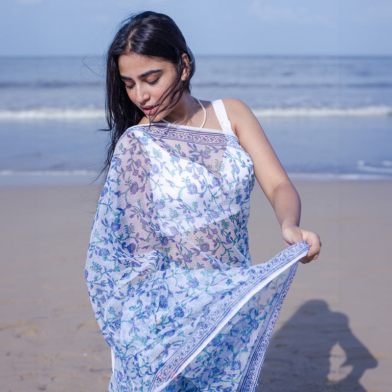 Kota Handblock Printed Saree | Blue、mySite、camillekostekn