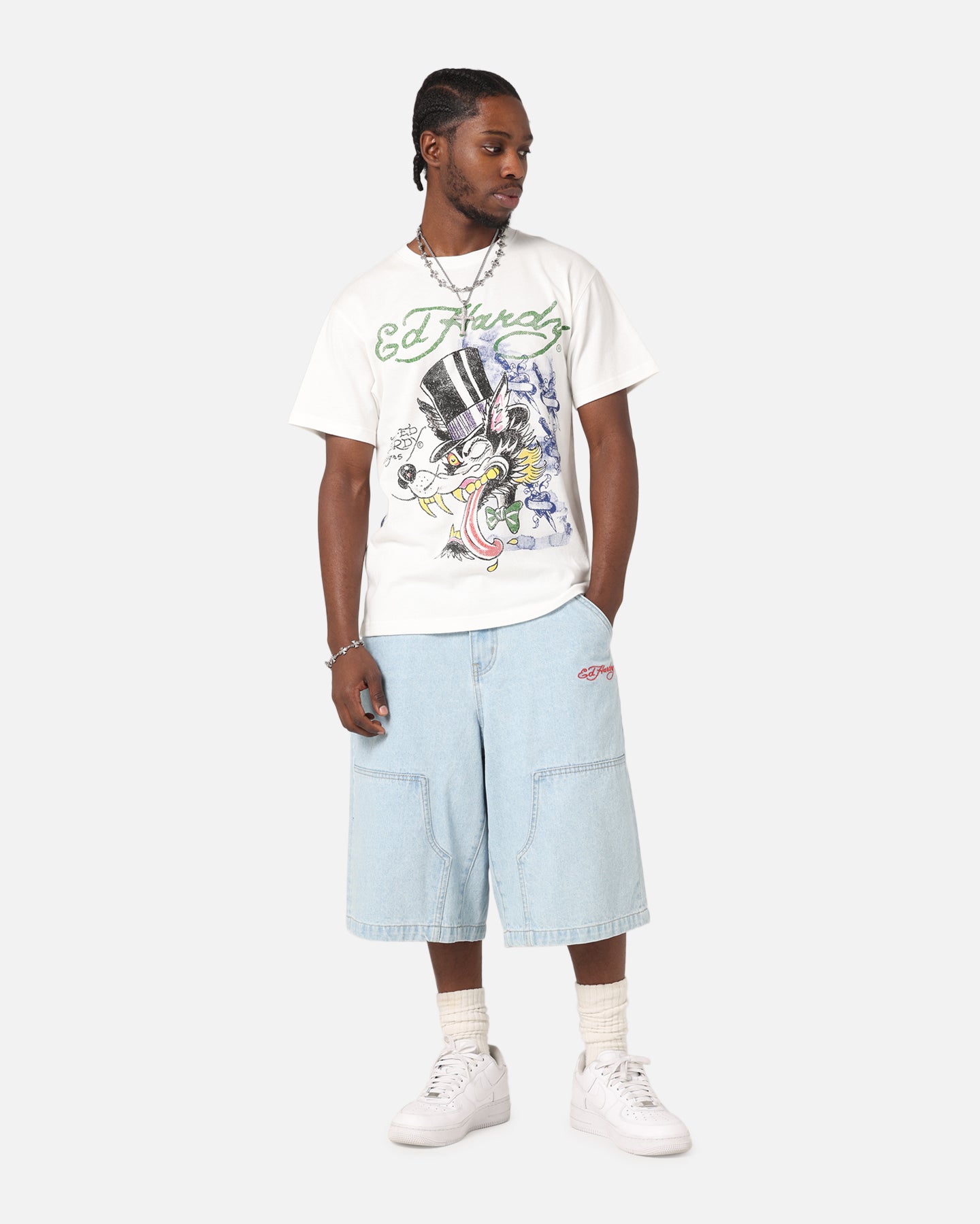 Ed Hardy Wolf Vintage T-Shirt Off White、mySite、zt4zffjzw