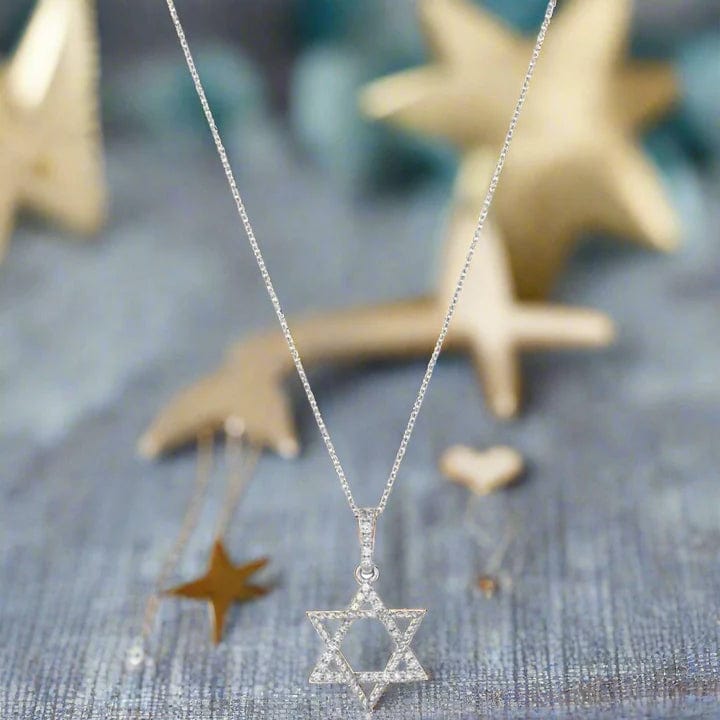 Star of David Necklace with More Diamonds - 14k White Gold、mySite、topwebapps