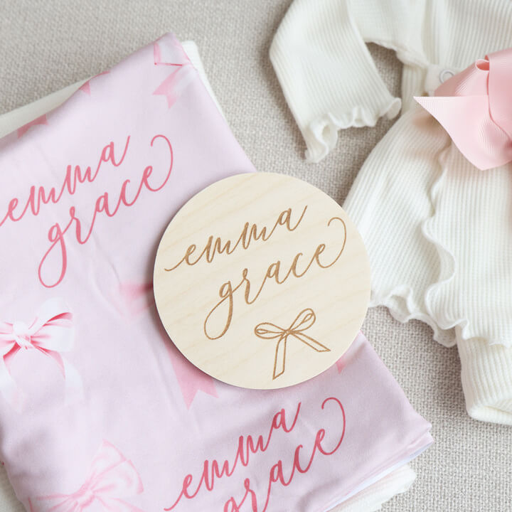  Personalized Baby Name Wood Announcement | Simple Bow、mySite、layawaytickets