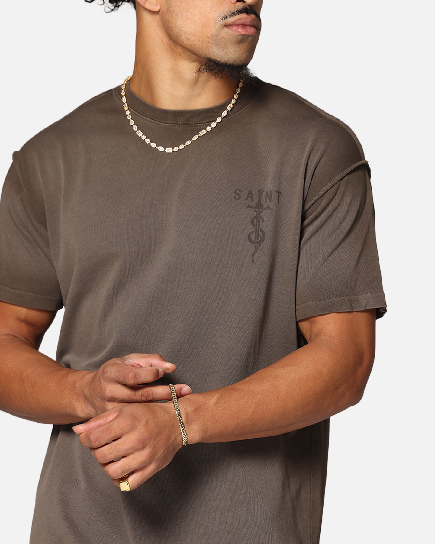 Saint Morta Daggers Lafayette T-Shirt Contrast Brown、mySite、zt4zffjzw