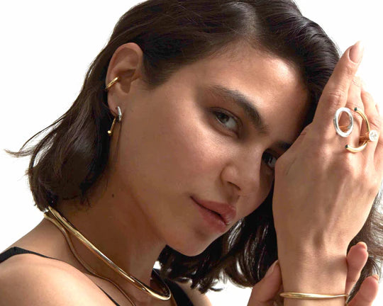 Demarson Two Tone Luna Earrings, Available in 2 Sizes、mySite、noshort