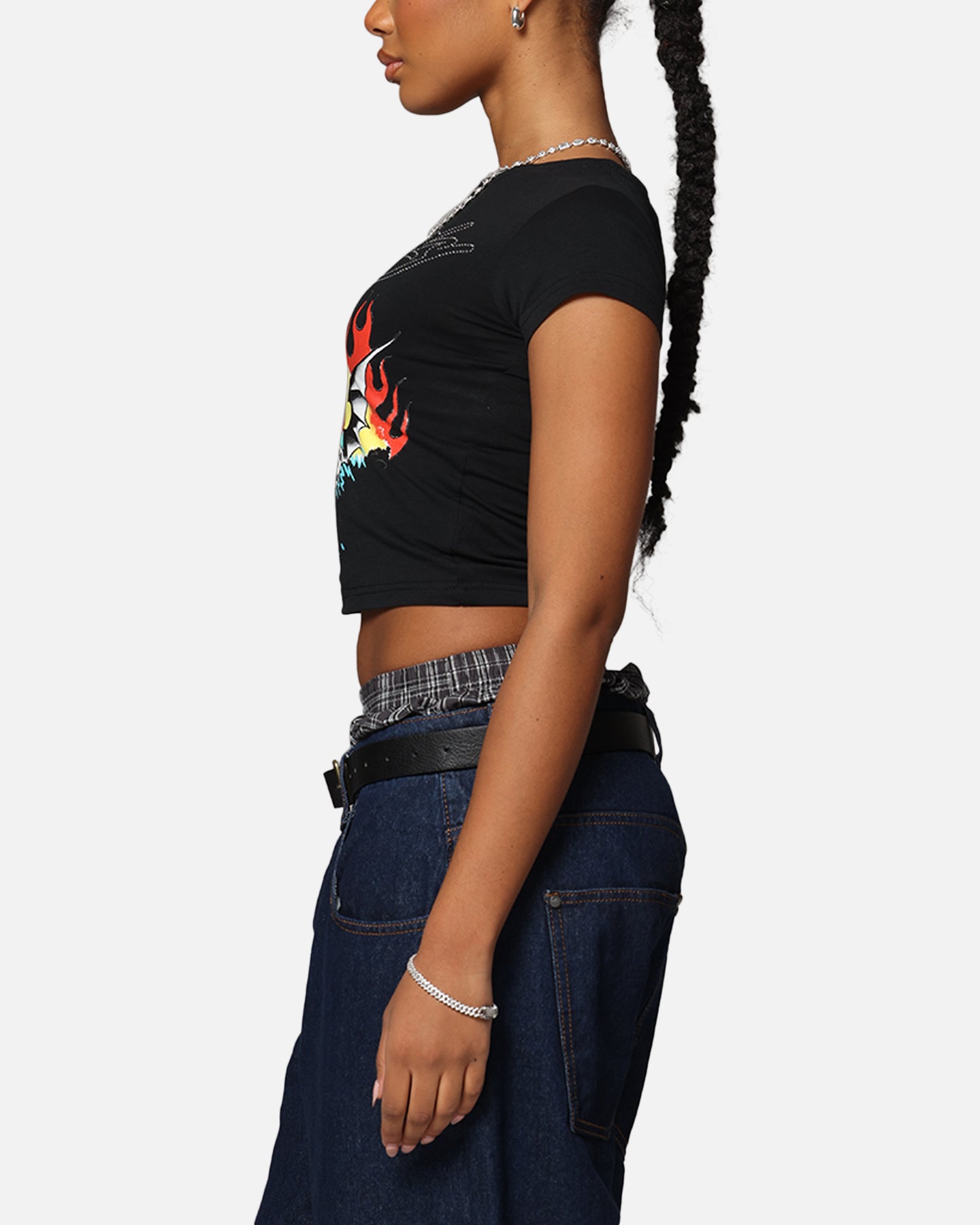 Ed Hardy Women's Flame Roll Baby T-Shirt Black、mySite、zt4zffjzw