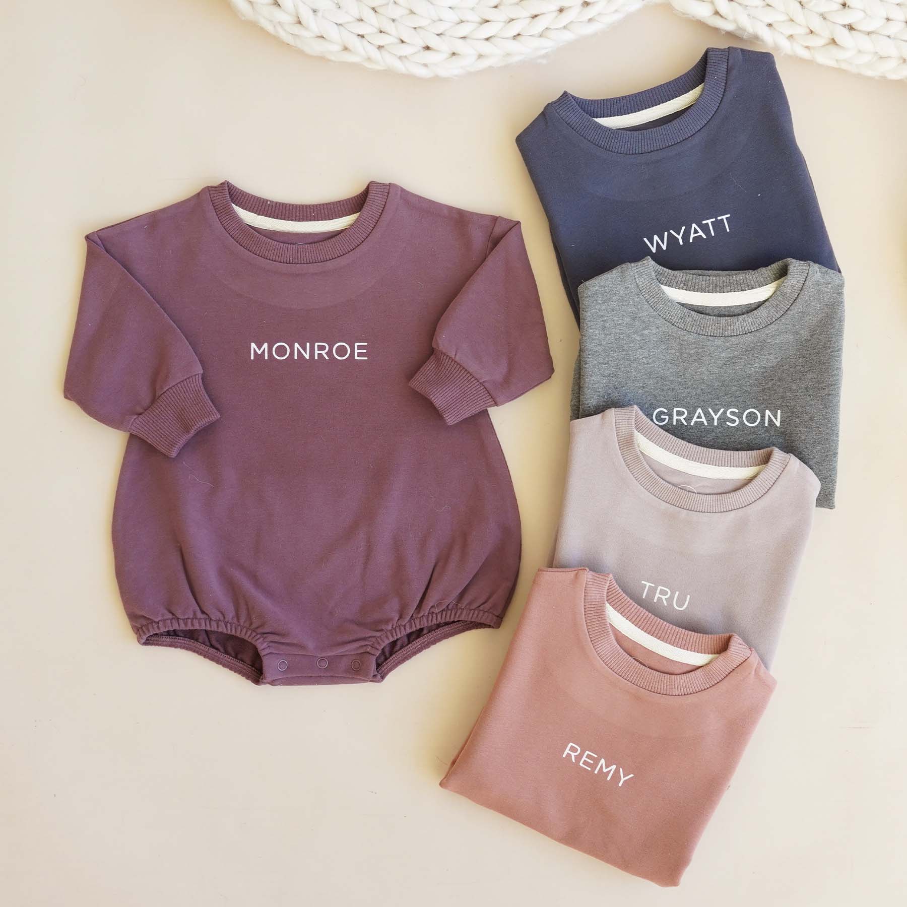  Personalized Sweatshirt Bubble Romper | Moody Solids、mySite、layawaytickets