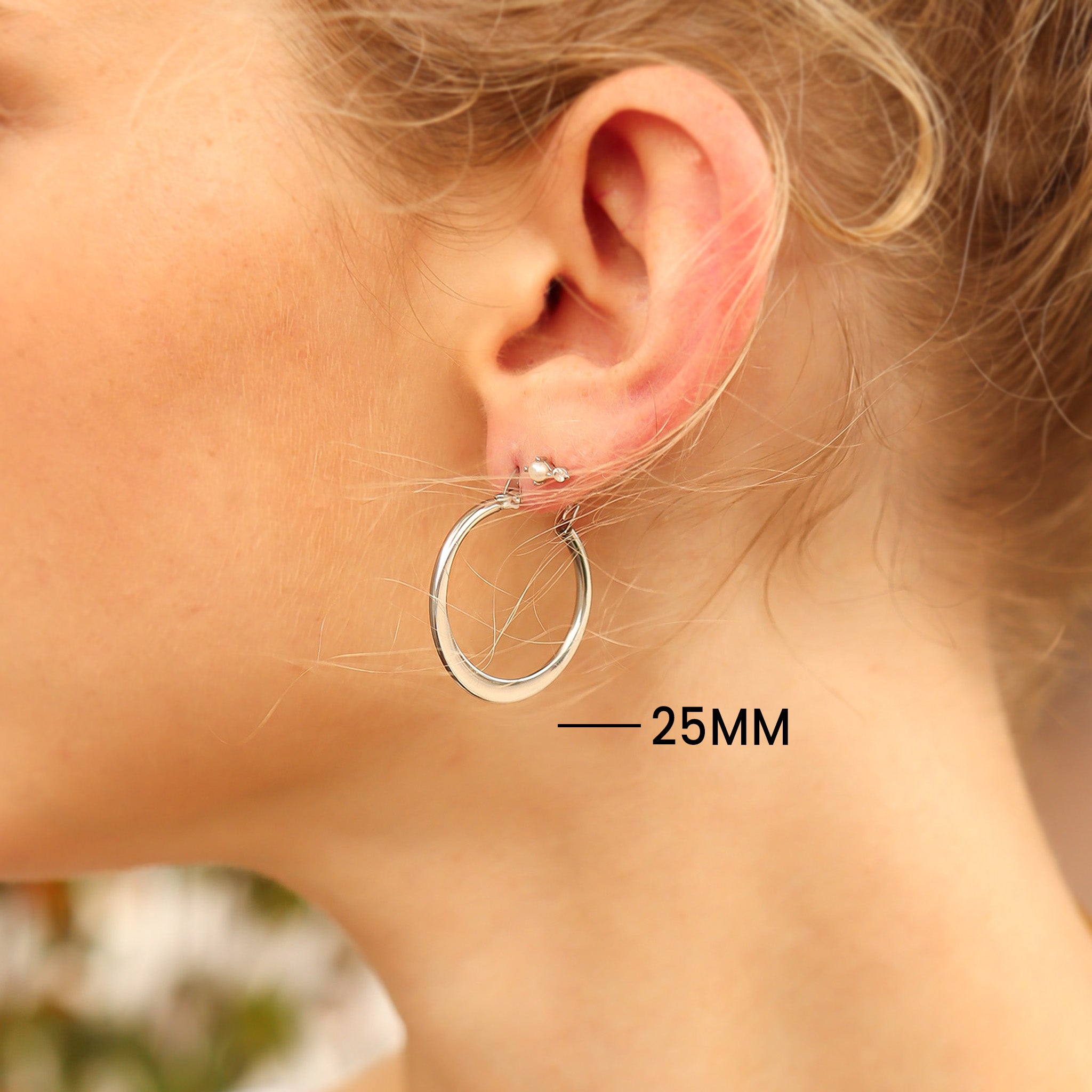 Stainless Steel Flat Oval Tube Hoop Earrings / ERJ2132、mySite、dreamappss