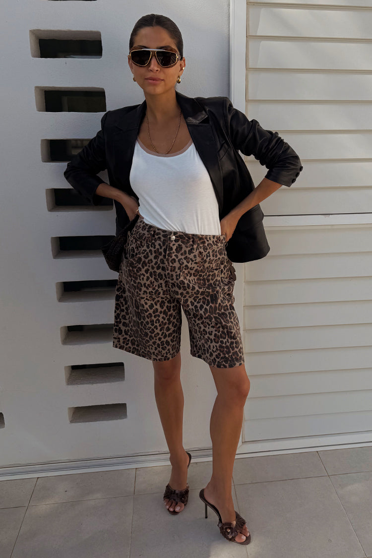 Leopard Lucia Scallop Pocket Long Shorts、mySite、solidvoid