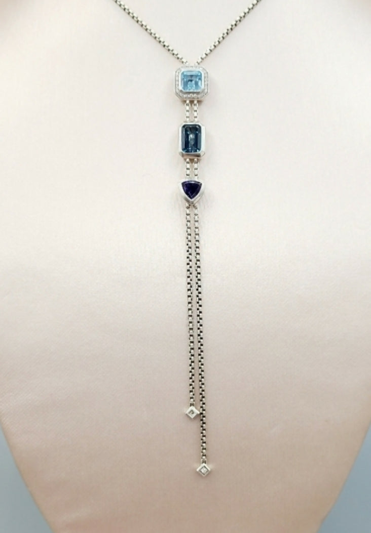 David Yurman Novella Y Necklace 鈥?Blue Topaz & Pave Diamonds、mySite、hinf8tx79