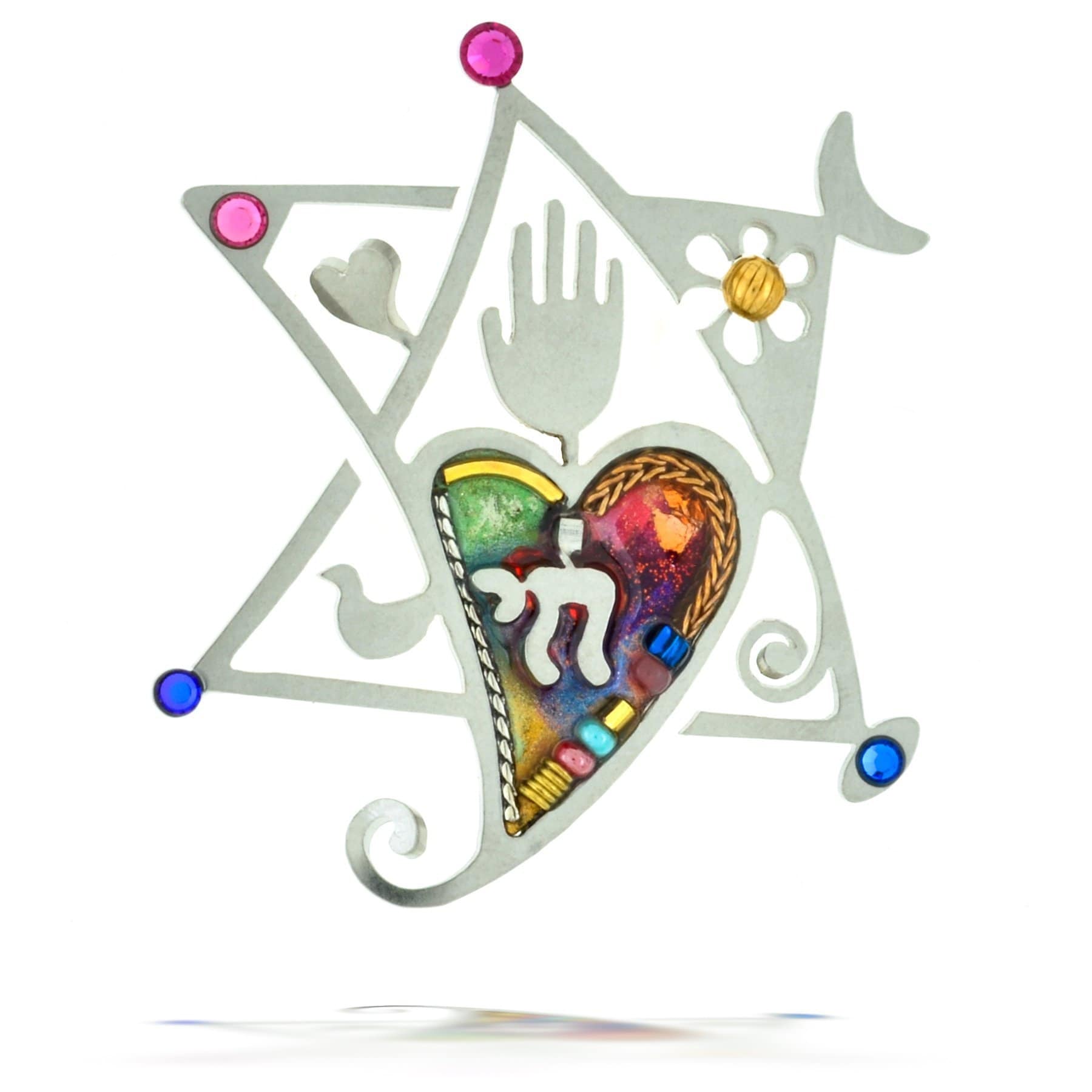 Seeka Star of David Heart and Chai Judaic Love Pin、mySite、topwebapps