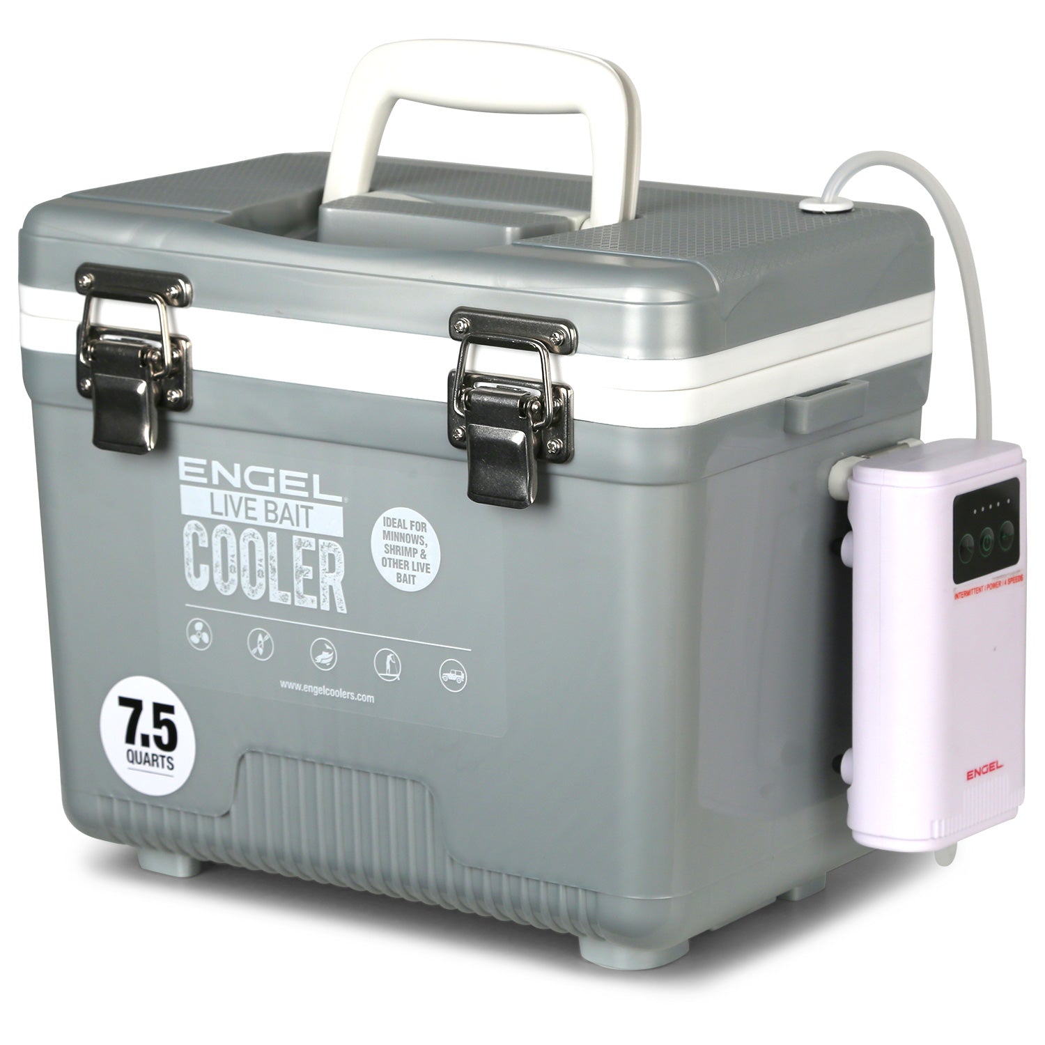 Engel 7.5Qt Live bait Pro Cooler with AP3 Rechargeable Aerator & Stainless Hardware、mySite、noshort