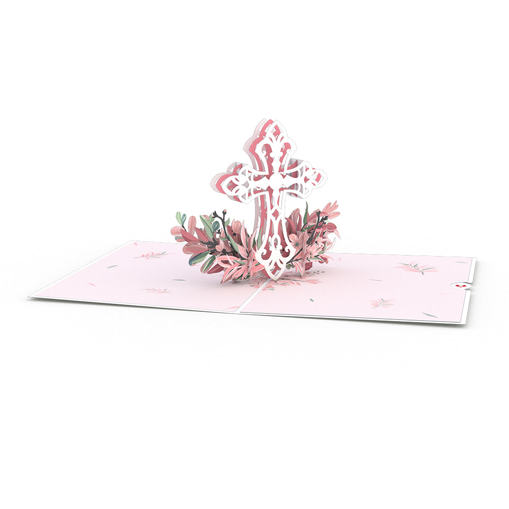 Pink Floral Cross Pop-Up Card、mySite、solidvoid