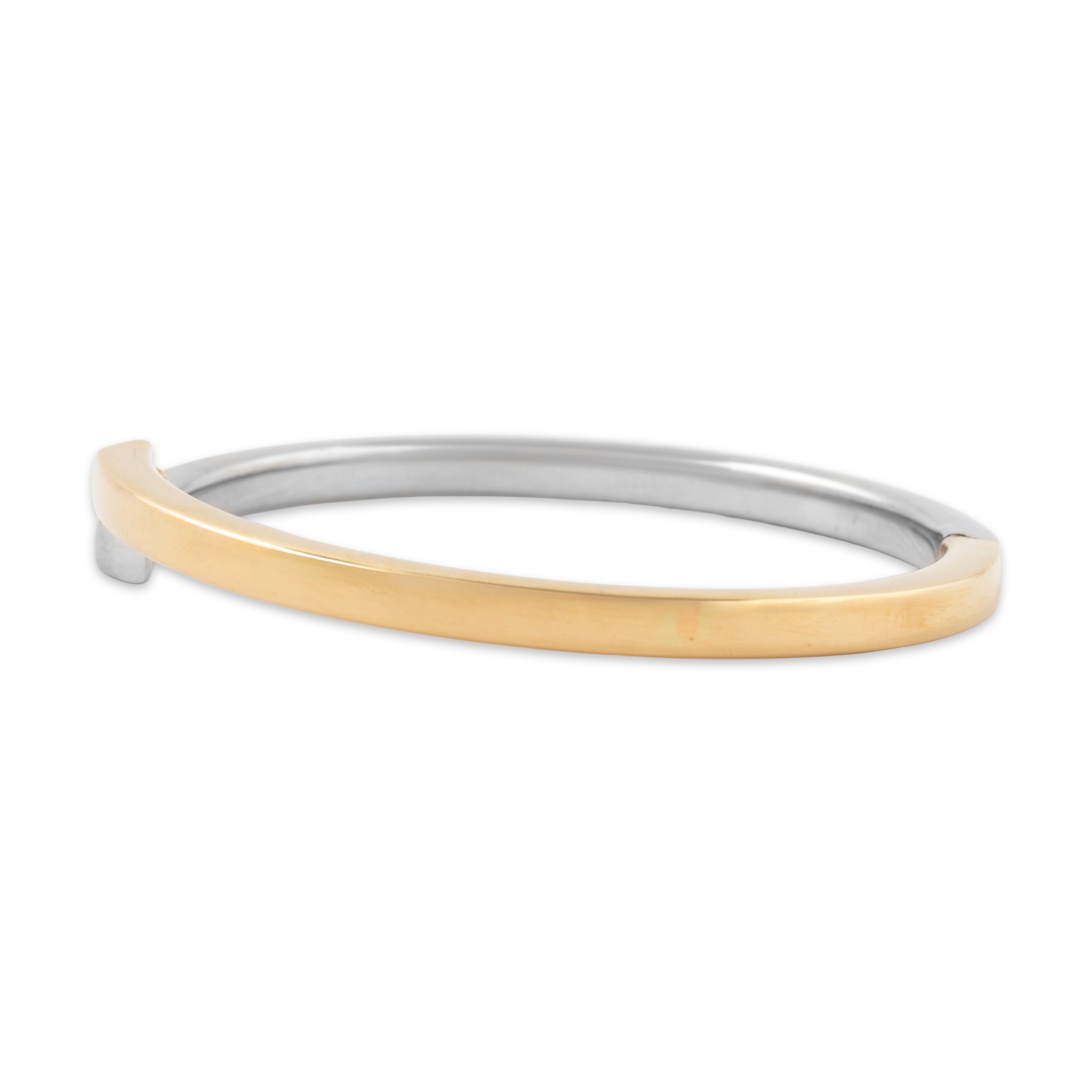 Vintage Italian 18k Yellow & White Gold Bypass Hinged Cuff Bracelet 7、mySite、hinf8tx79