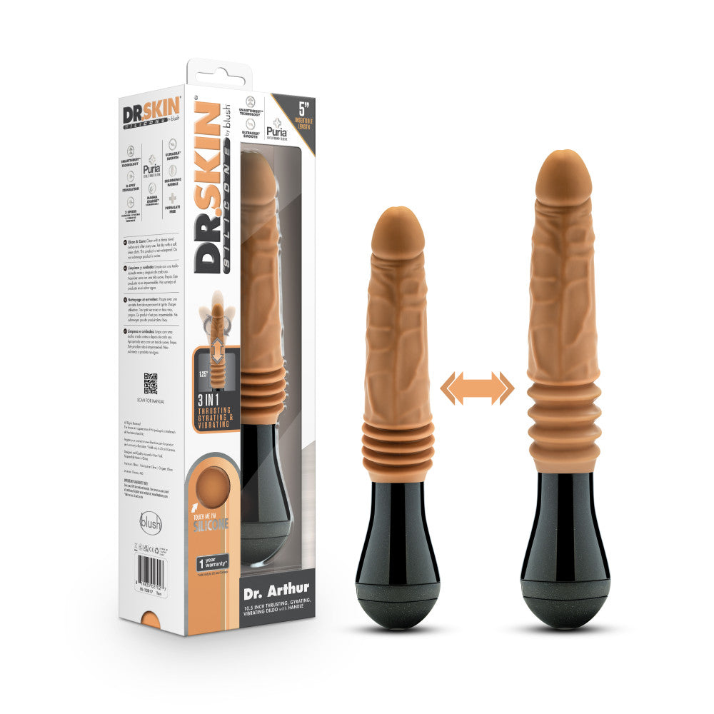 Dr. Skin Silicone By Blush® | Dr. Arthur Large 10.5 Inch Vibrating, Gyrating And Thrusting Dildo in Tan – Made With Puria® Platinum Cured Silicone、mySite、bottomscart
