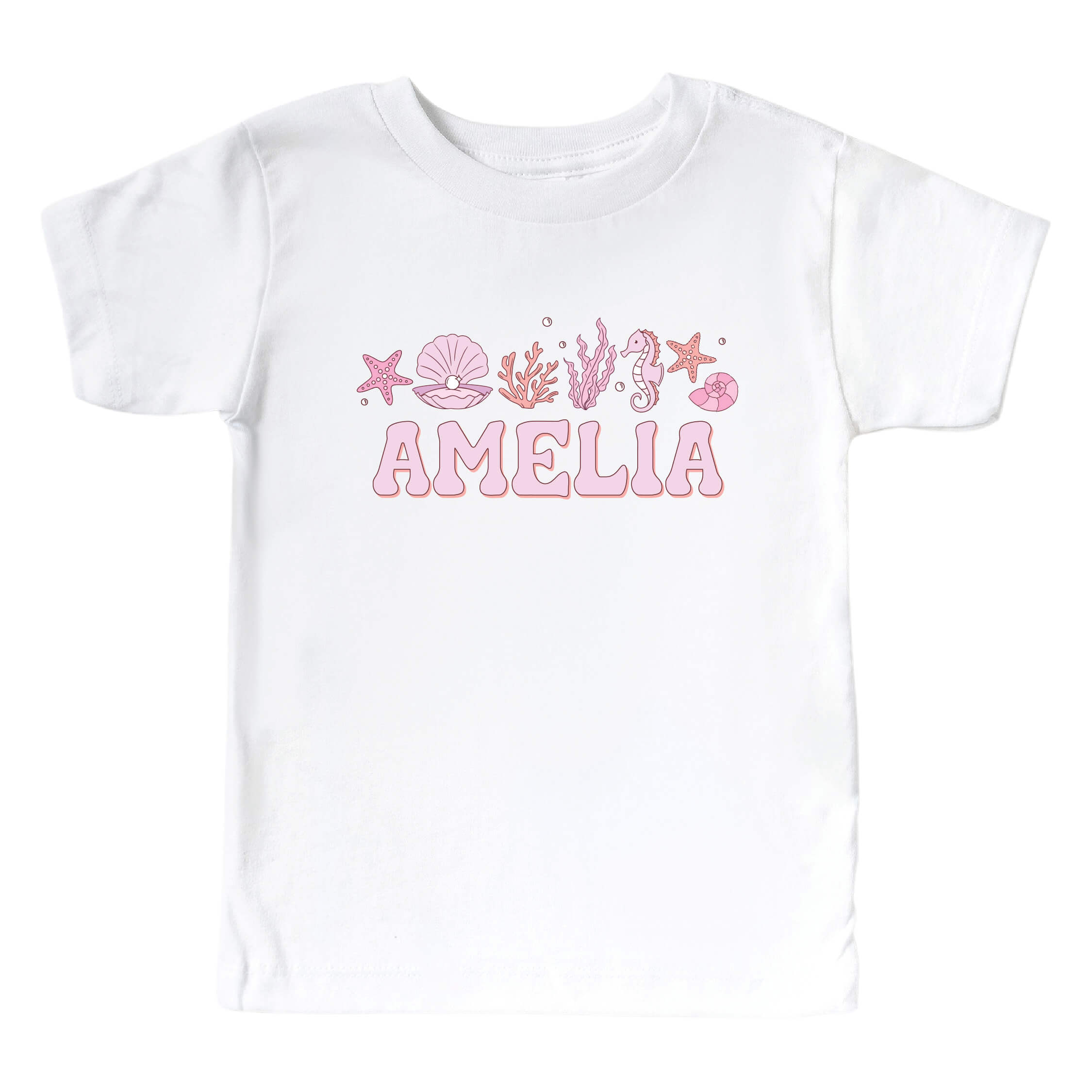  Personalized Tiny Tides Pink Kids Graphic Tee | White、mySite、layawaytickets