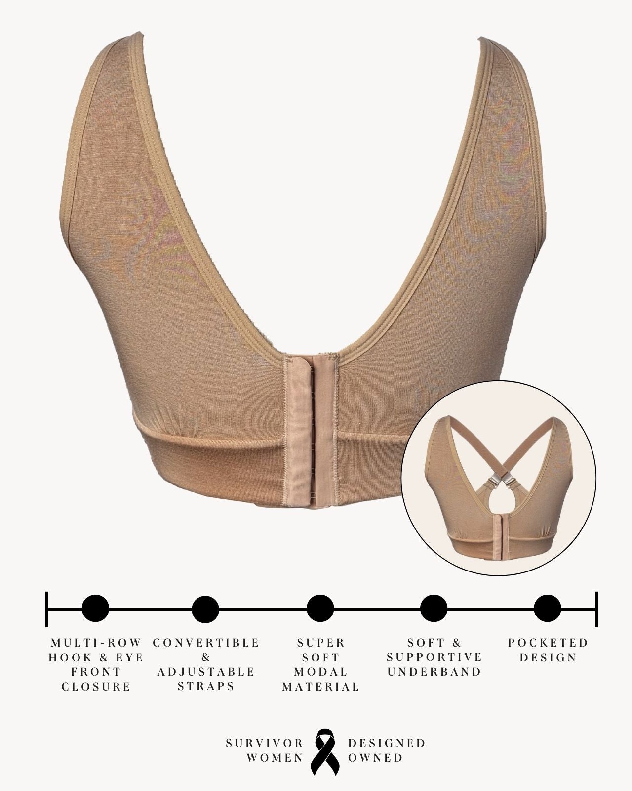 Rora Pocketed Front Closure Bra、mySite、bengalsvssteelers