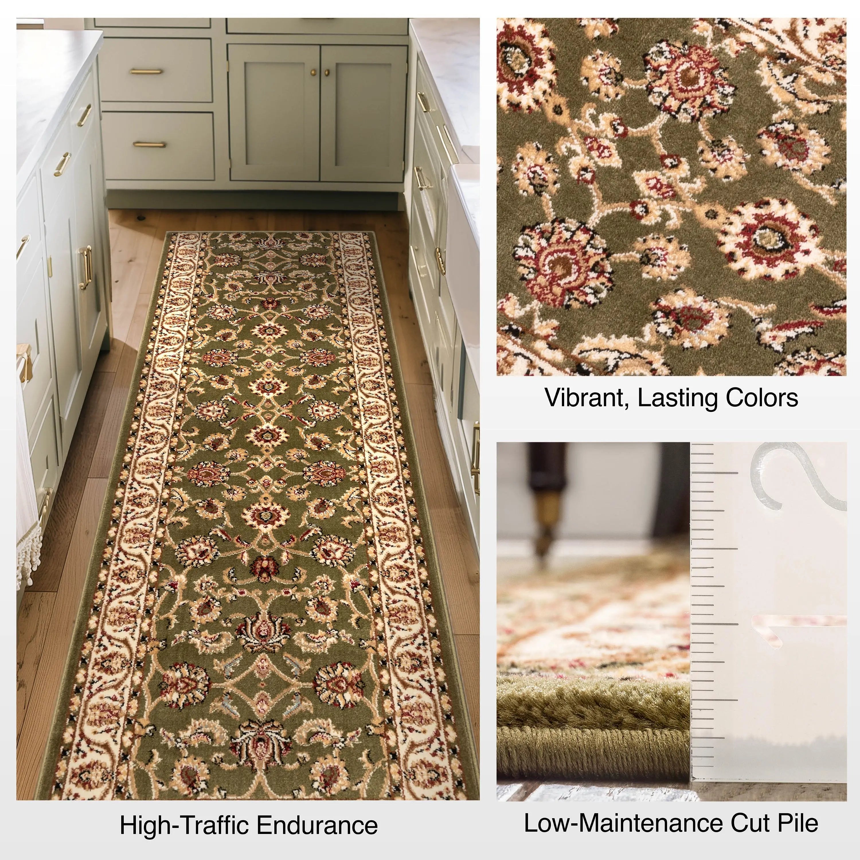 Sarouk Custom Size Runner Traditional Green 27 Inch Wide x Choose Your Length Hallway Runner Rug、mySite、gigharbornorthrealestate