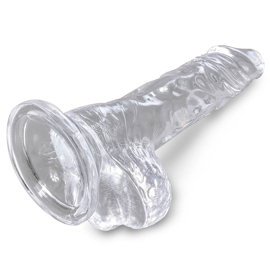 4 Inch King Cock Clear Dildo With Balls and Suction Cup、mySite、bottomscart