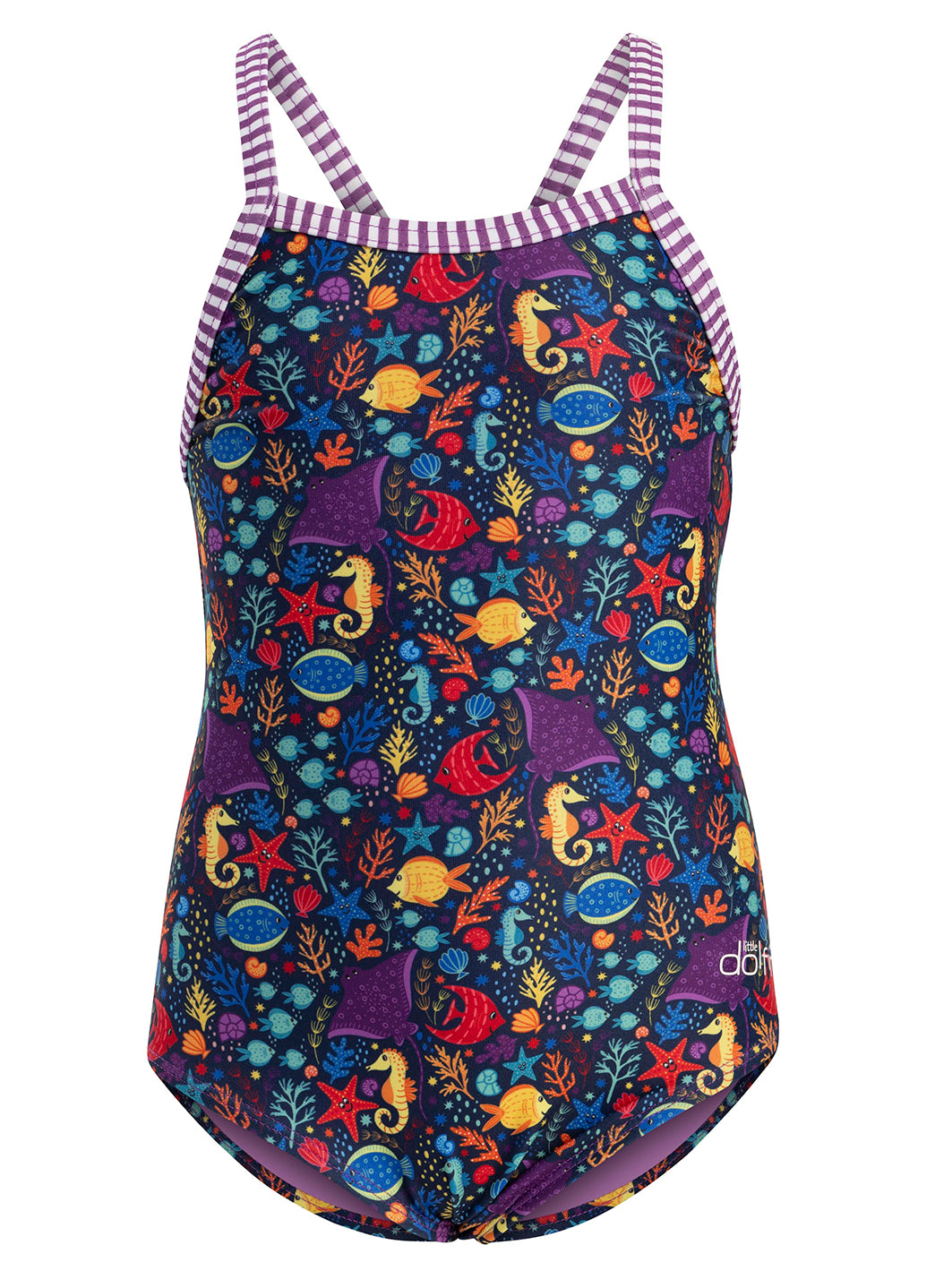Dolfin Girls' Little Fish Print One Piece Swimsuit (Toddler, Little Kid)、mySite、noshort