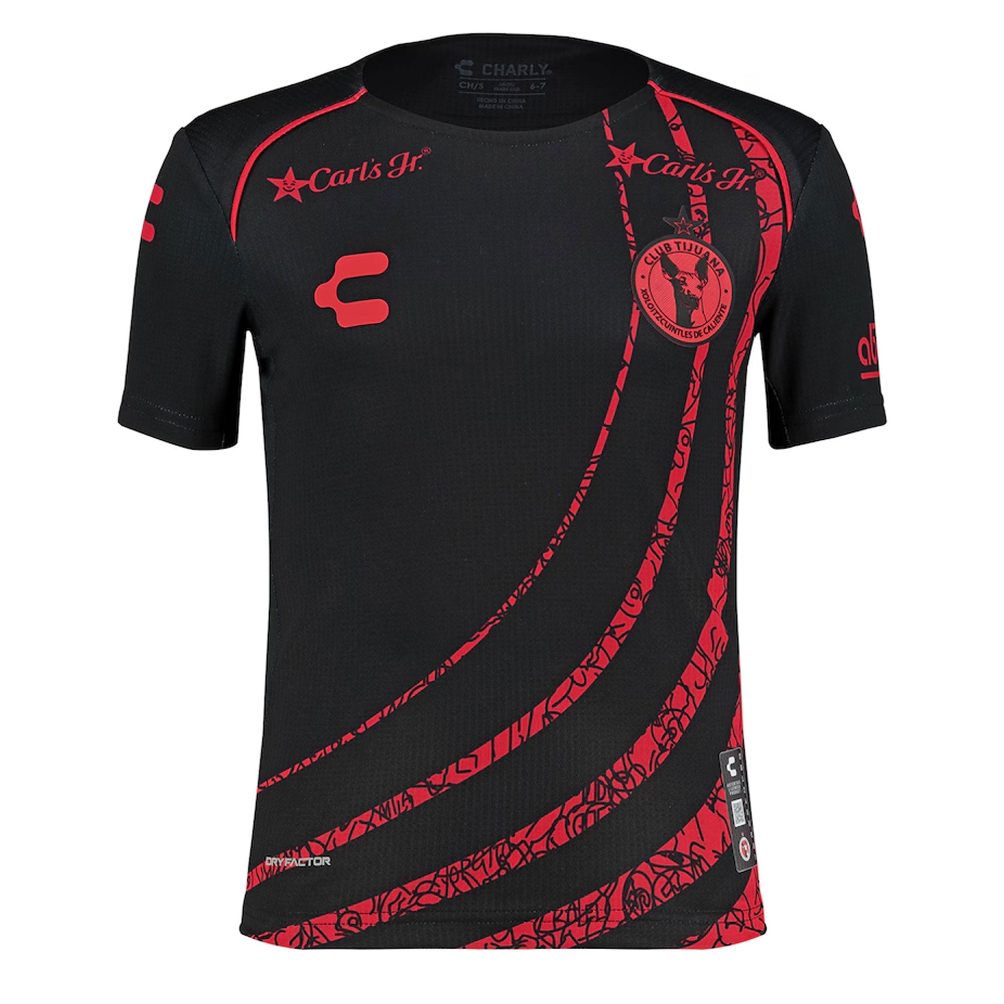 Charly Kids Xolos De Tijuana 2024/25 Authentic Home Jersey Black/Red、mySite、noshort