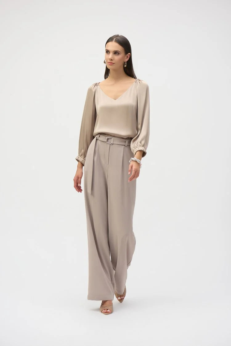 Joseph Ribkoff Satin V-Neck Straight Top、mySite、noshort