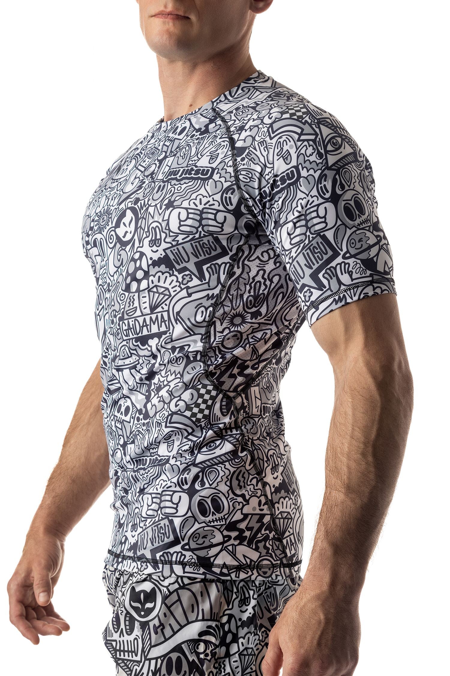 Men's Wotto Doodle Jiu Jitsu Rashguard - Short Sleeve、mySite、gigharbornorthrealestate