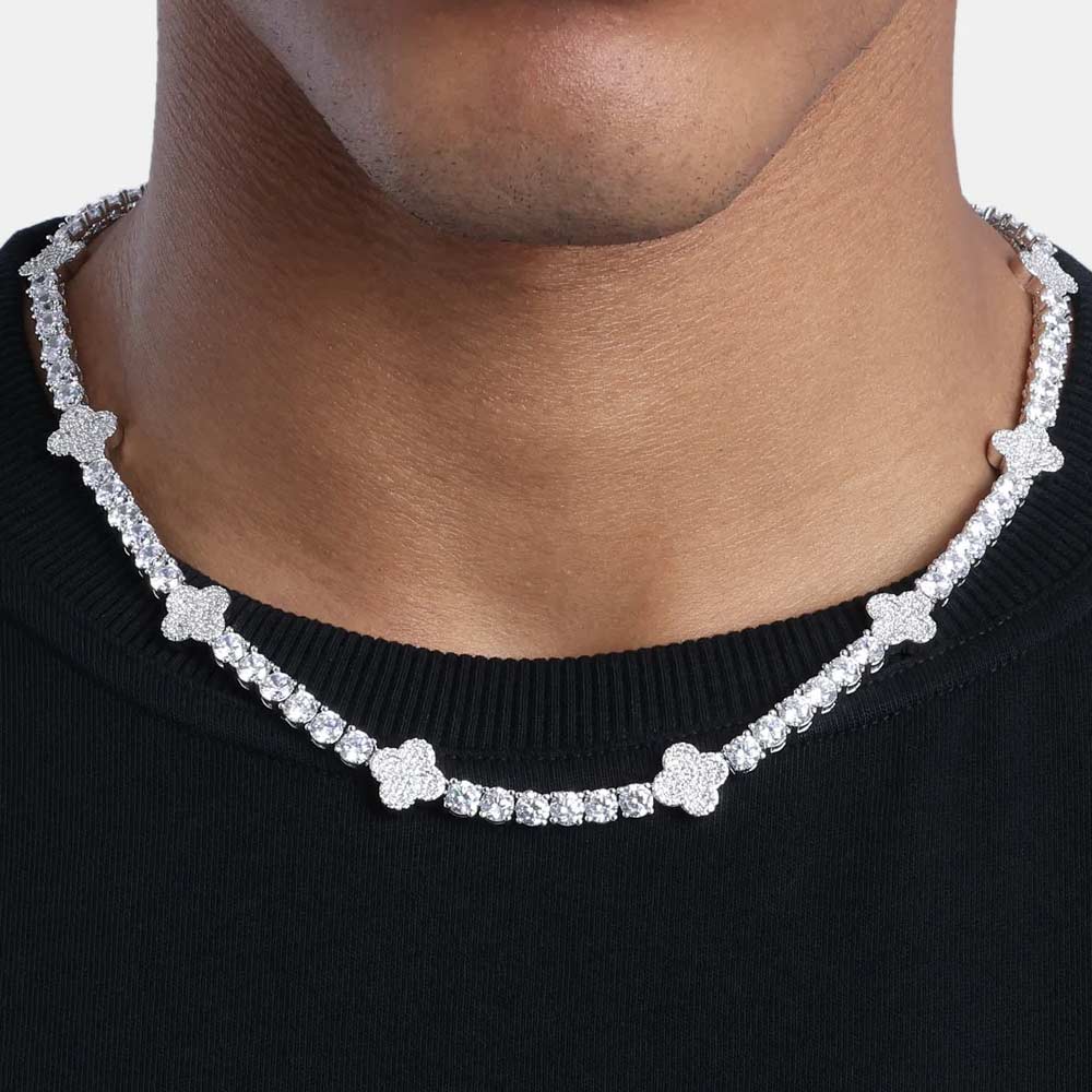 5MM Four Leaf Moissanite Tennis Chain 14K Gold、mySite、hinf8tx79