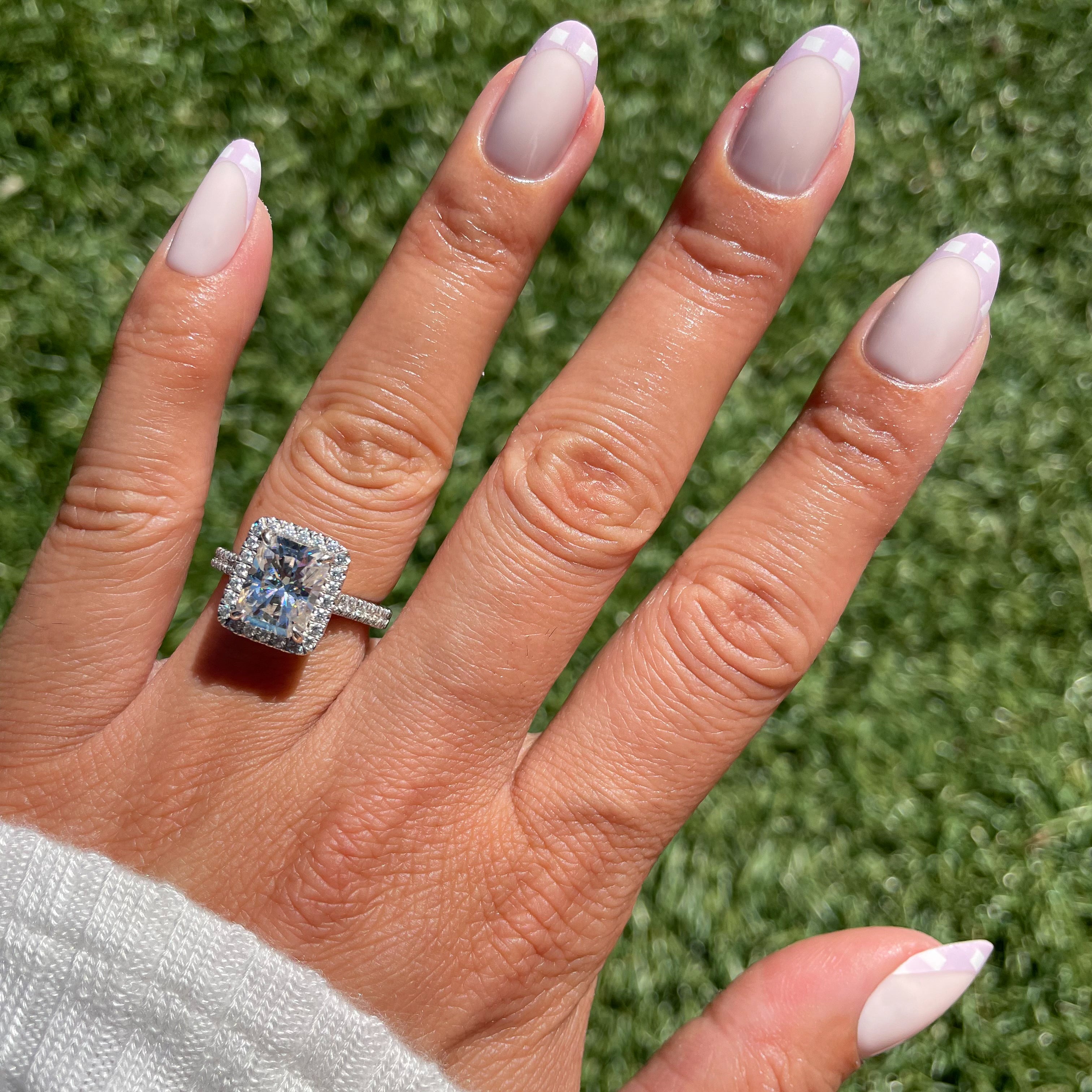 Gingham French - Press-On | Medium | Oval、mySite、solidvoid