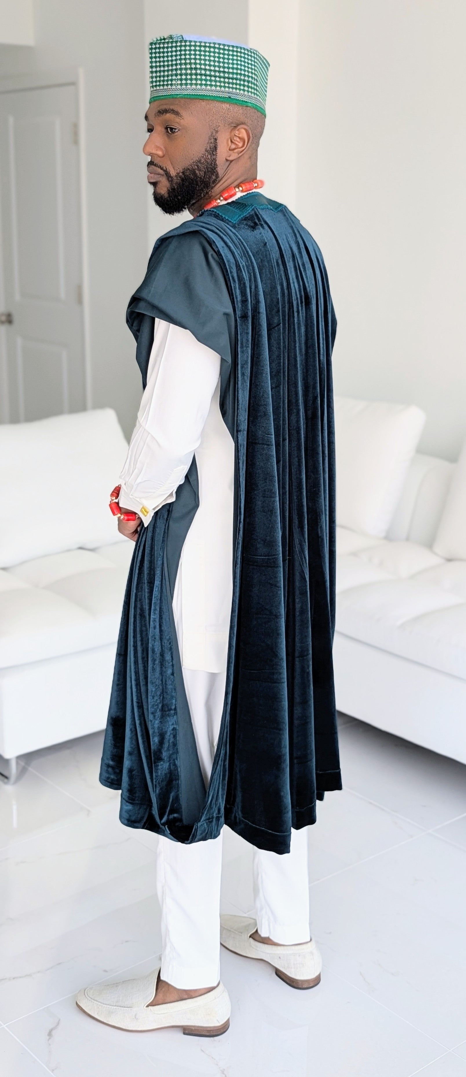 Dupsie's Daura Heritage Ivory Dashiki Suit with Emerald Agbada DPAVREG2、mySite、solidvoid