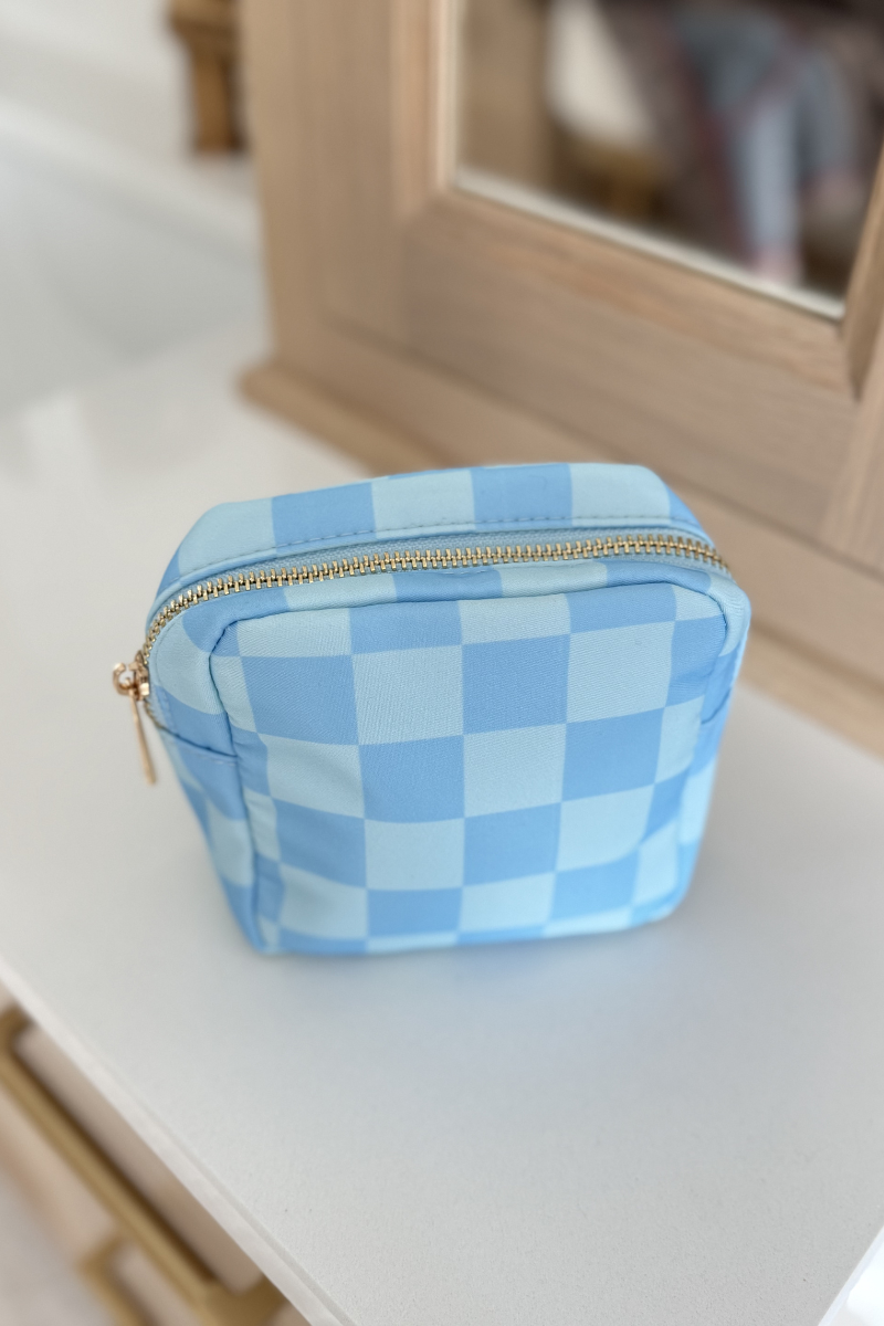Blue Pop Checkered Pouch-Mini、mySite、hinf8tx79