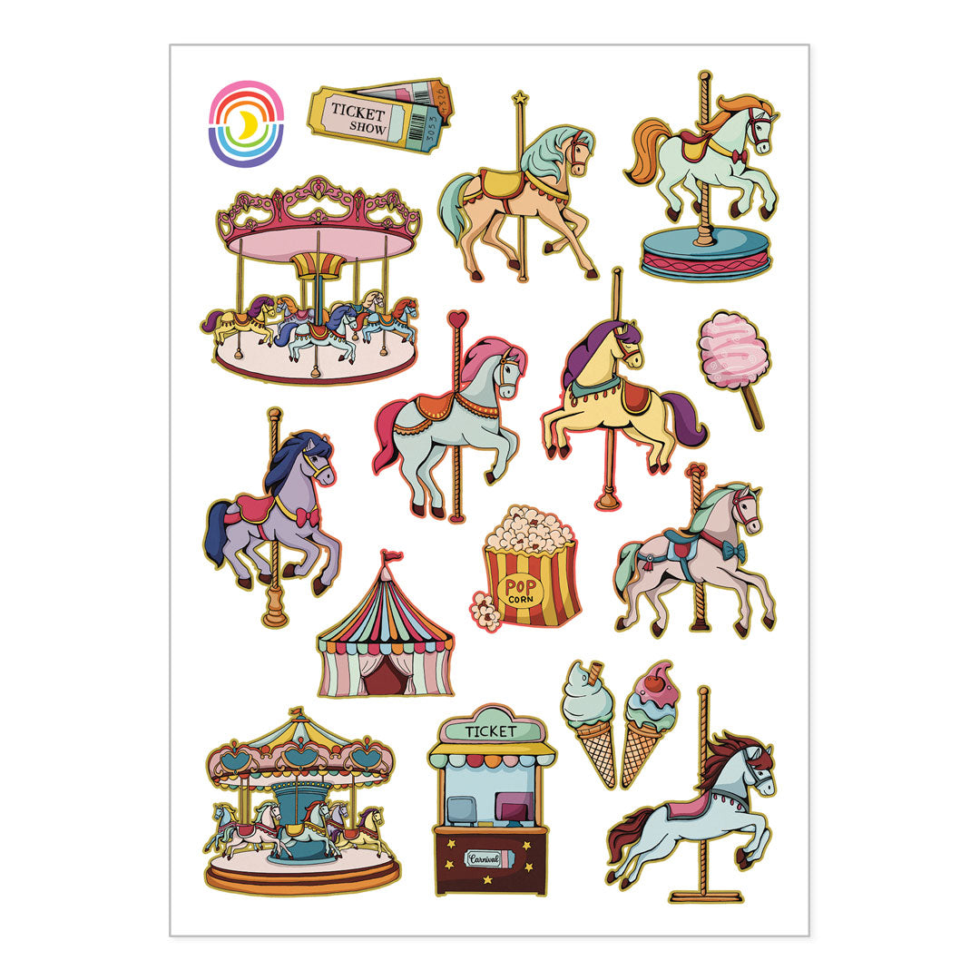  Carousel Fun Fair Gold Foil Sticker Sheet、mySite、ghnorth