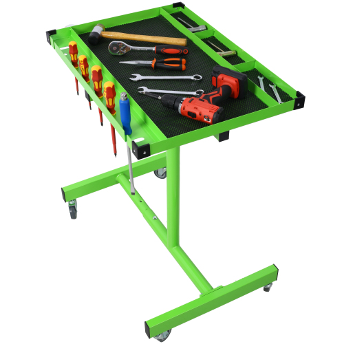 Adjustable Tear Down Work Table with Drawer for Garages, Repair Shops, and DIY, Portable, (4) 2.5" Swivel Casters, 220 Pound Capacity, Rubber Corners, Heavy Duty Steel,green、、eastwooduniform