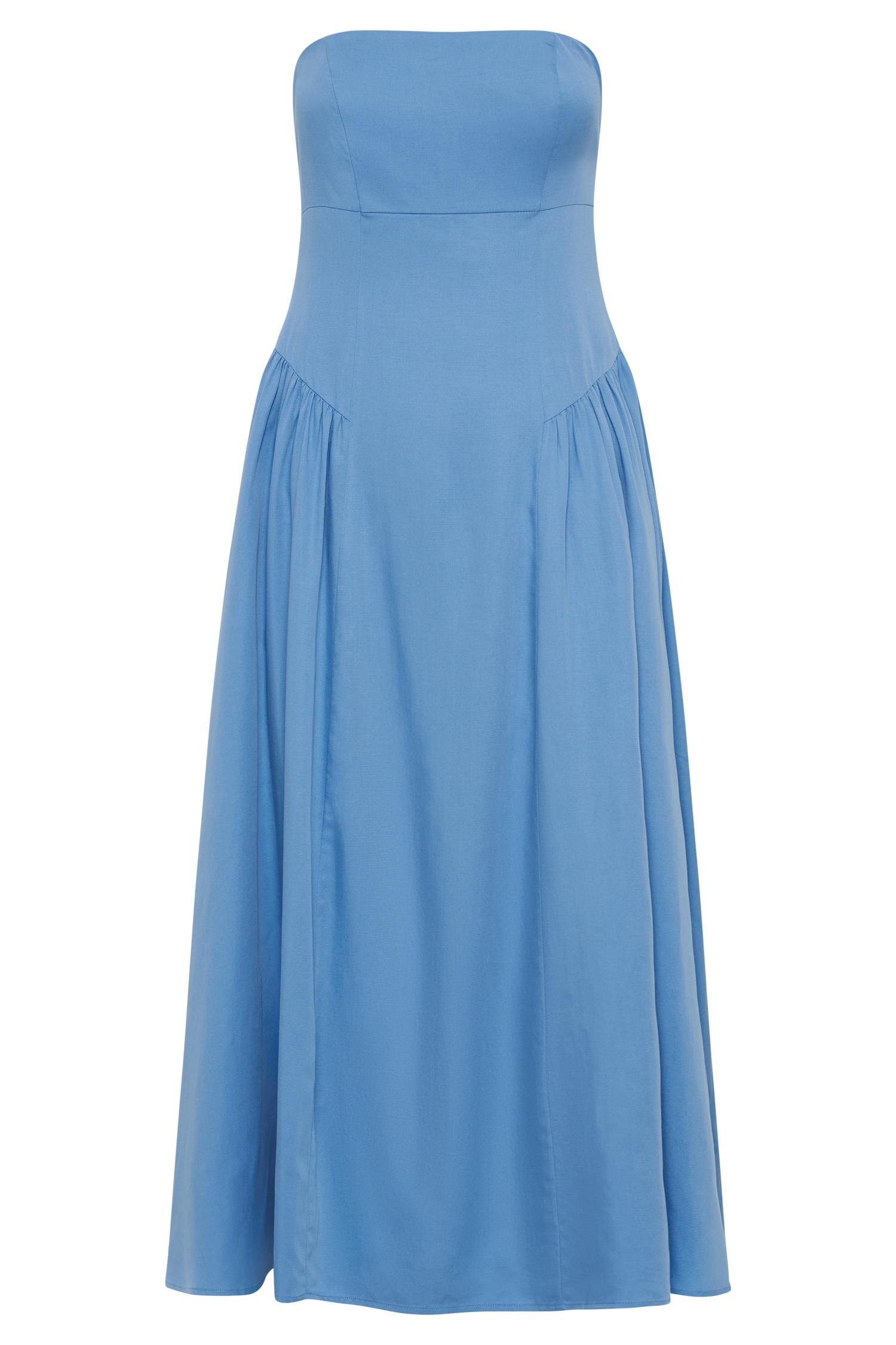 Carmele Cotton Gathered Midi Dress - Iris Blue、mySite、solidvoid