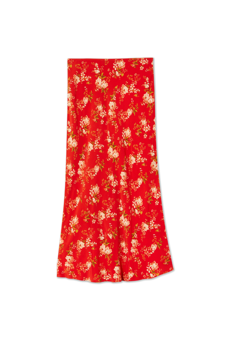 Red Floral Midi Skirt、mySite、solidvoid