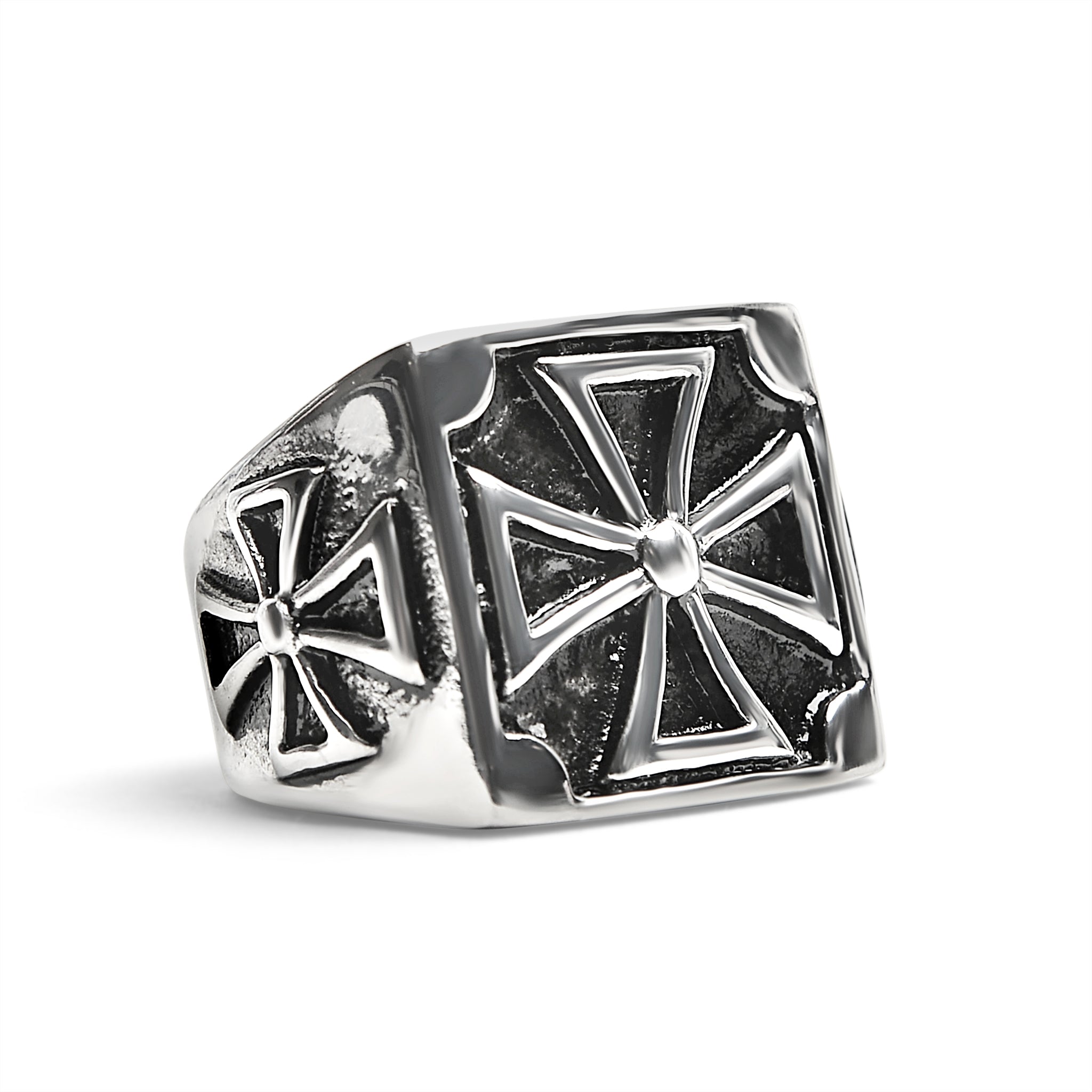 Stainless Steel Large Maltese Cross Signet Ring / SCR4014、mySite、dreamappss