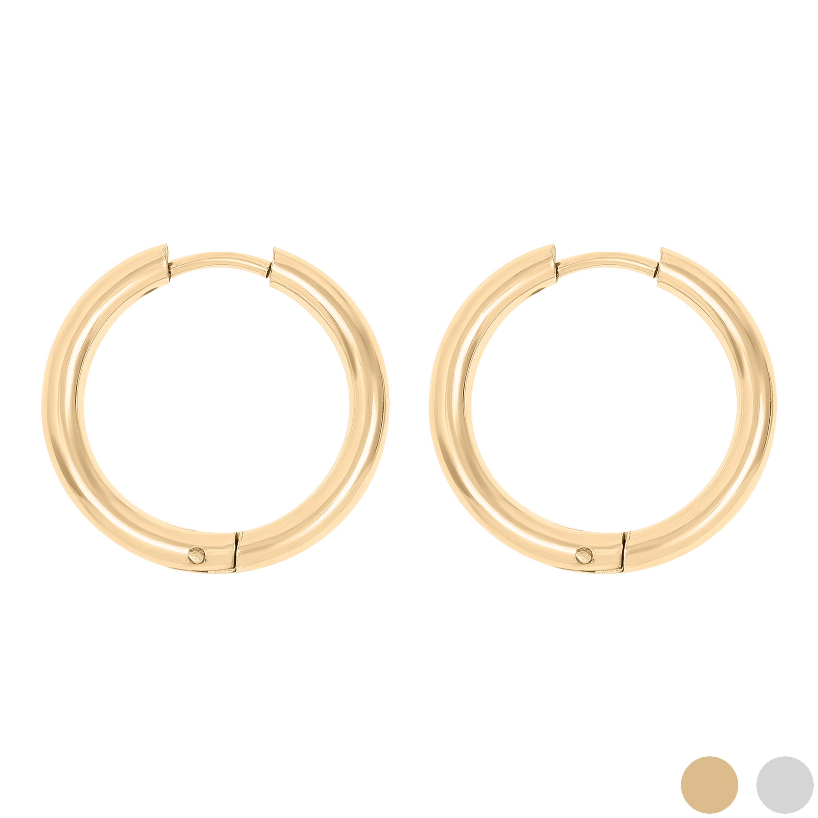 18K Gold PVD Stainless Steel Circle Huggie Hoop Earrings / ERJ0022、mySite、dreamappss