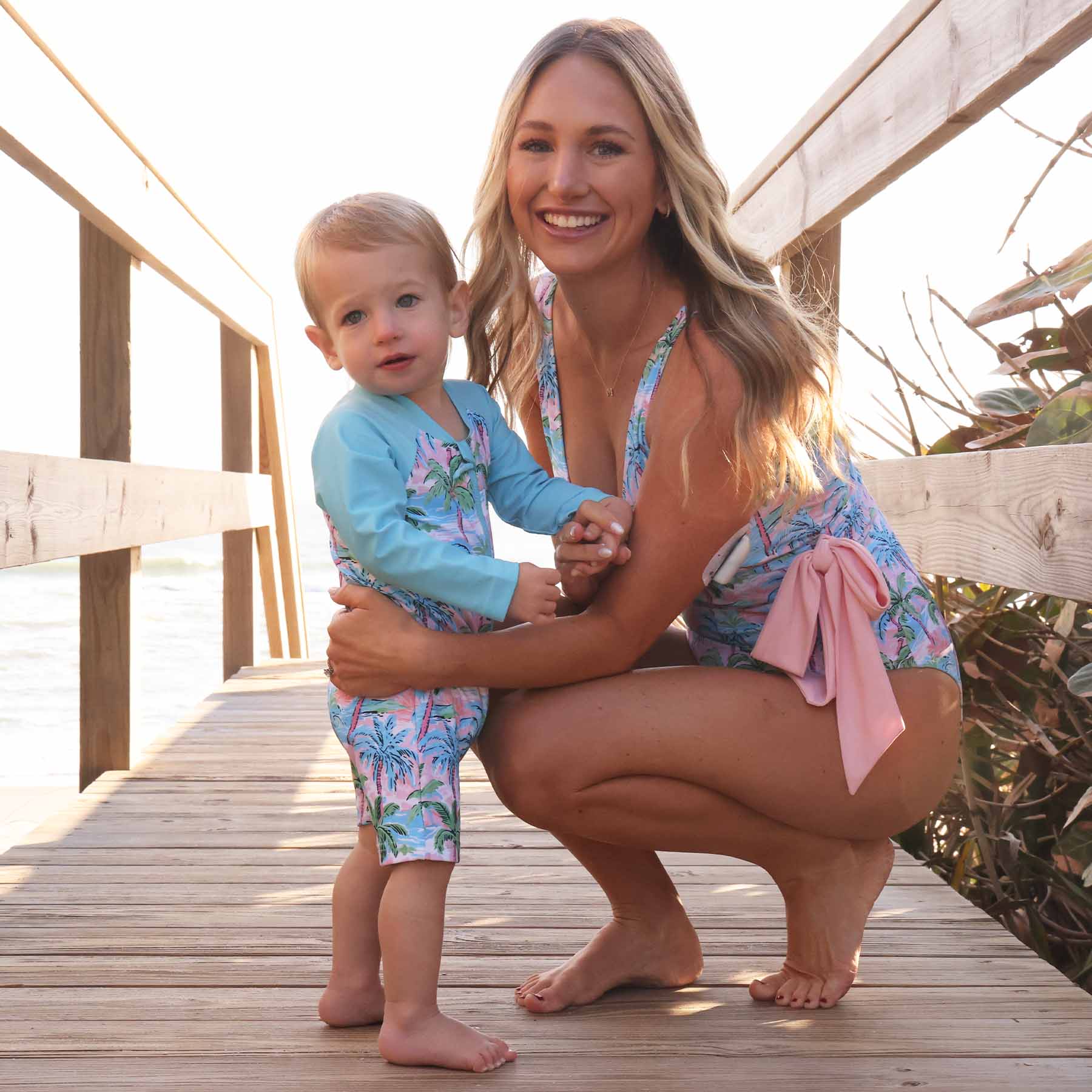  Long Sleeve Rash Guard Swim Romper Shortie | Pastel Palms、mySite、layawaytickets