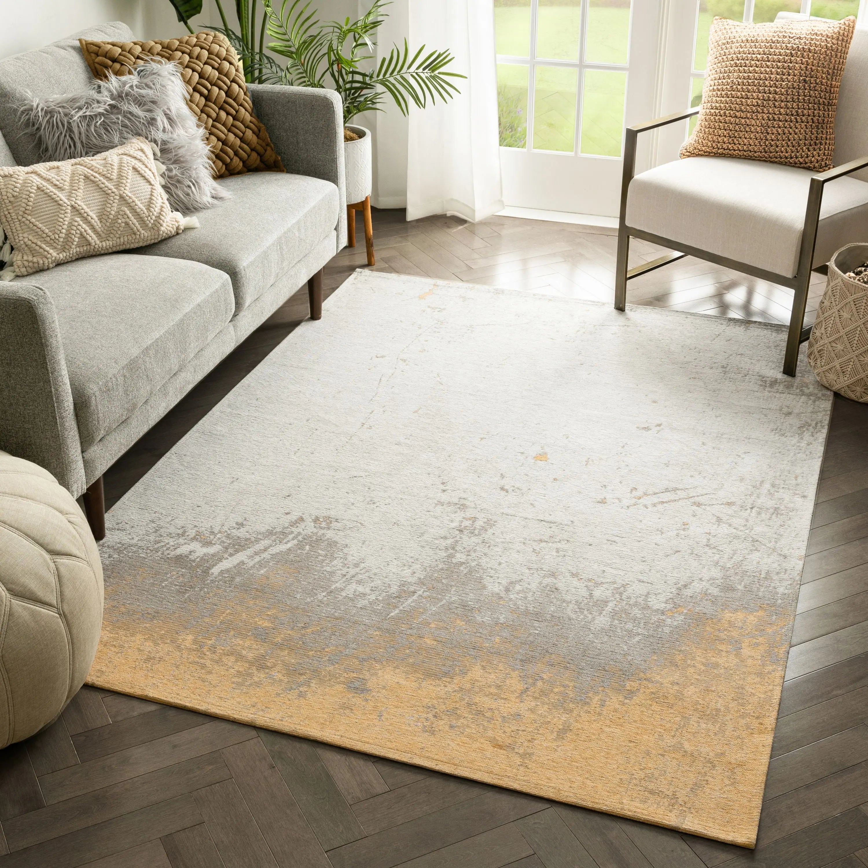 Napio Modern Abstract Brush Stroke Grey 5'3 x 7'3 Rug、mySite、gigharbornorthrealestate