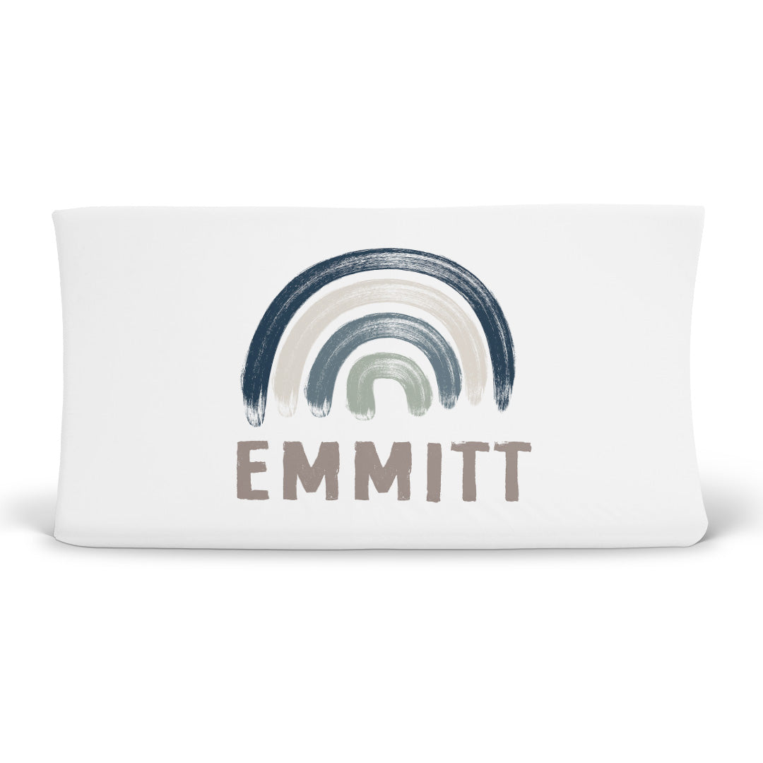  Brooks' Blue Rainbows Personalized Changing Pad Cover、mySite、layawaytickets