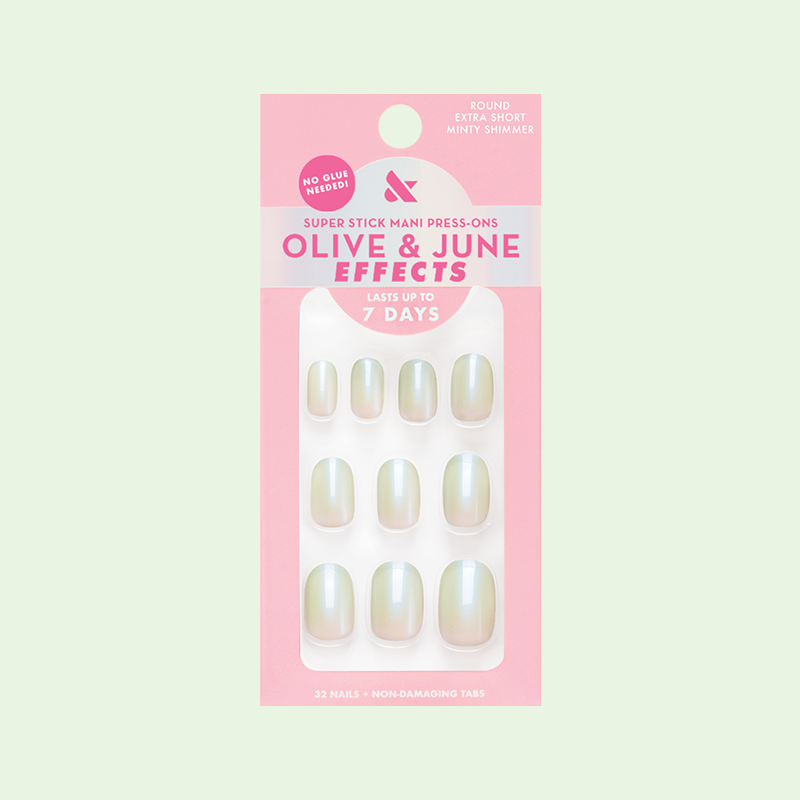 Minty Shimmer | Extra Short | Round - Tab Press-On、mySite、solidvoid