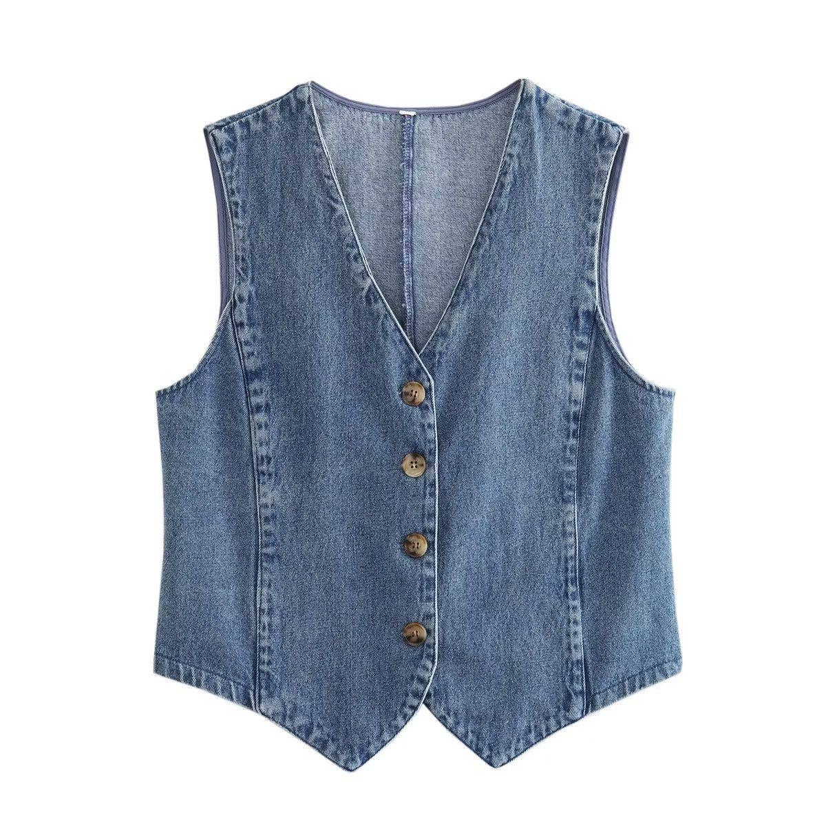 Katlyn’s Denim V-Neck Vest、mySite、garagedoors4me