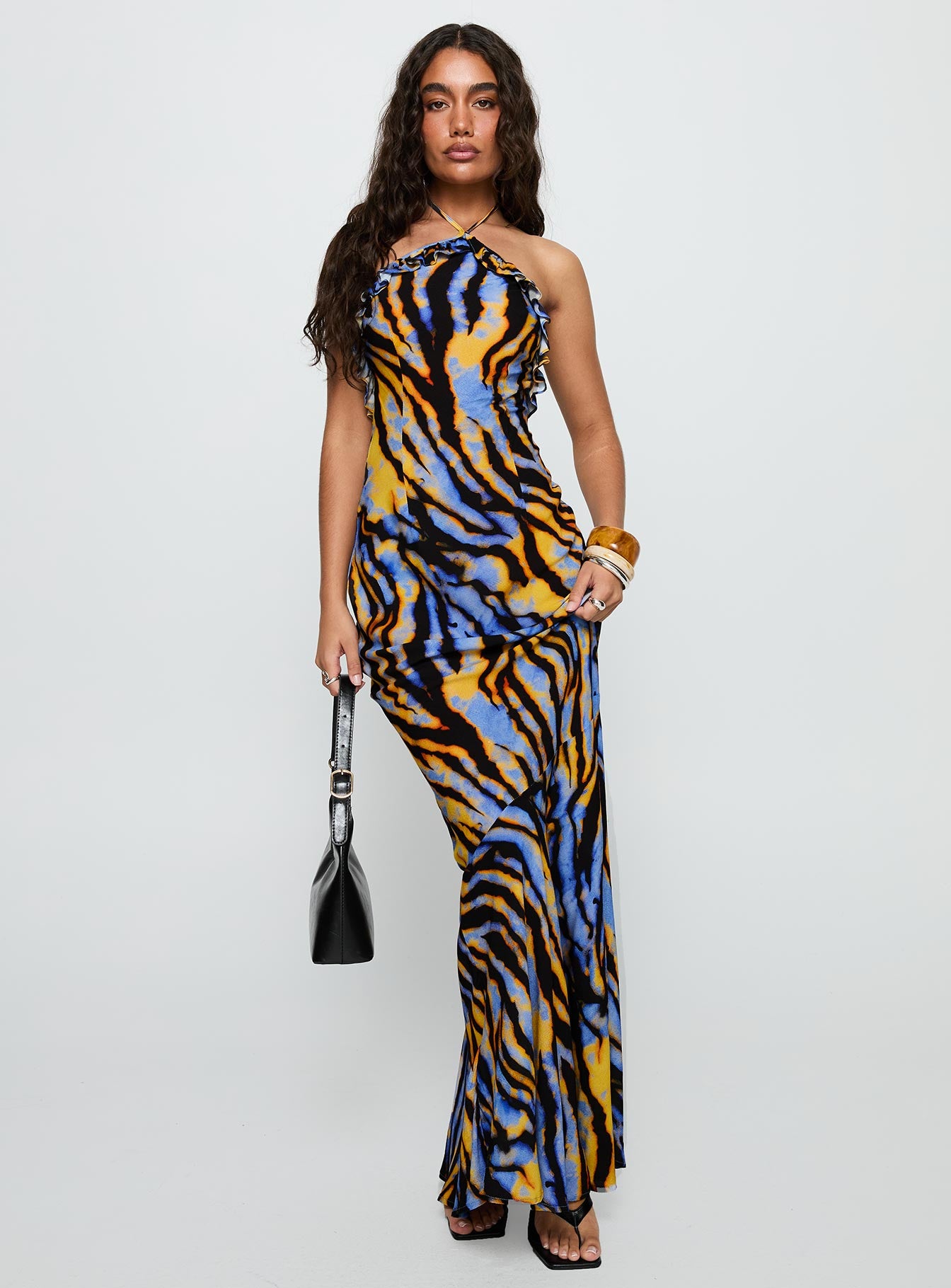 Virginia Beach Backless Maxi Dress Blue Zebra、mySite、solidvoid