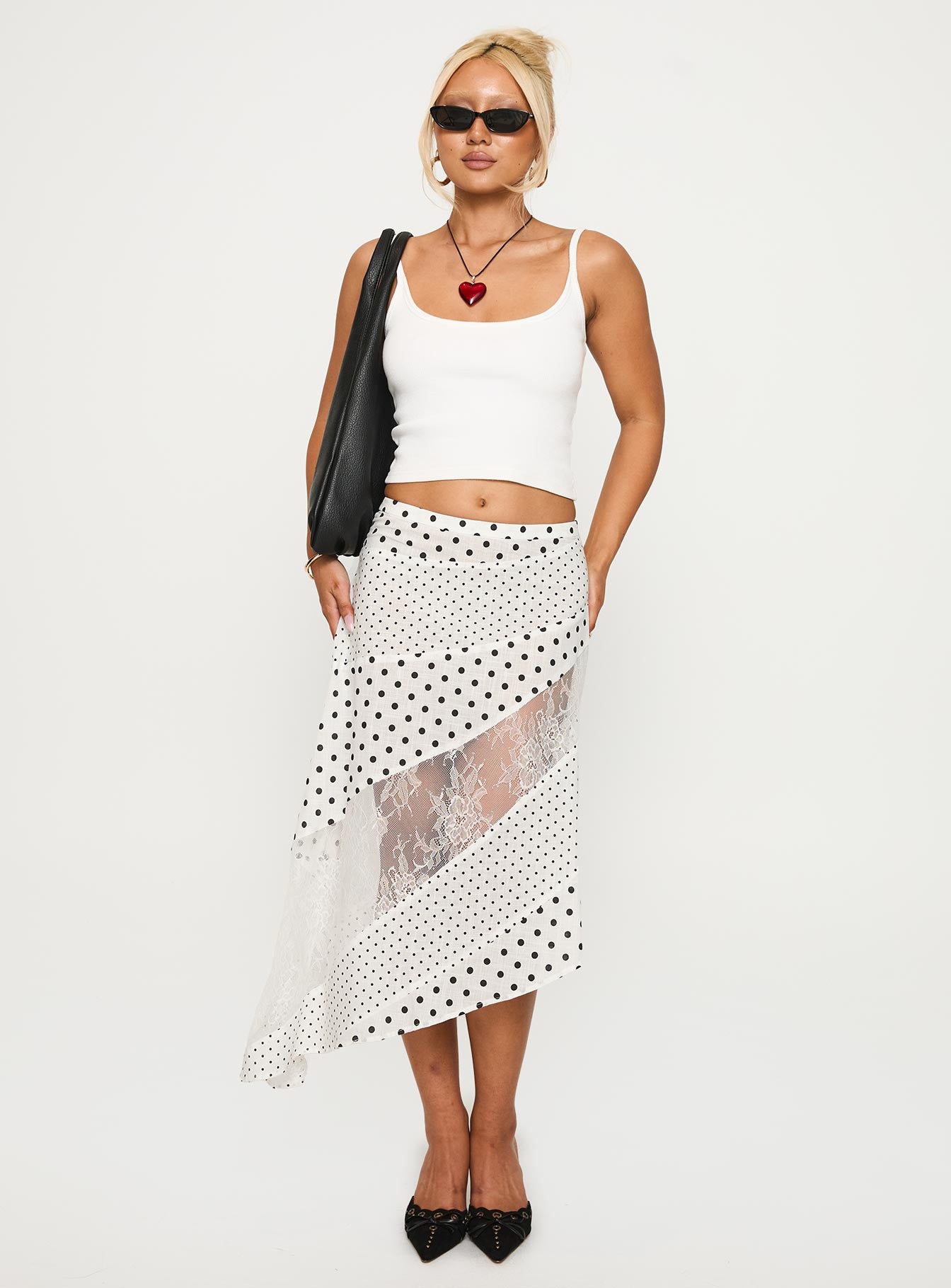 Rennar Maxi Skirt White / Polka Dot、mySite、solidvoid