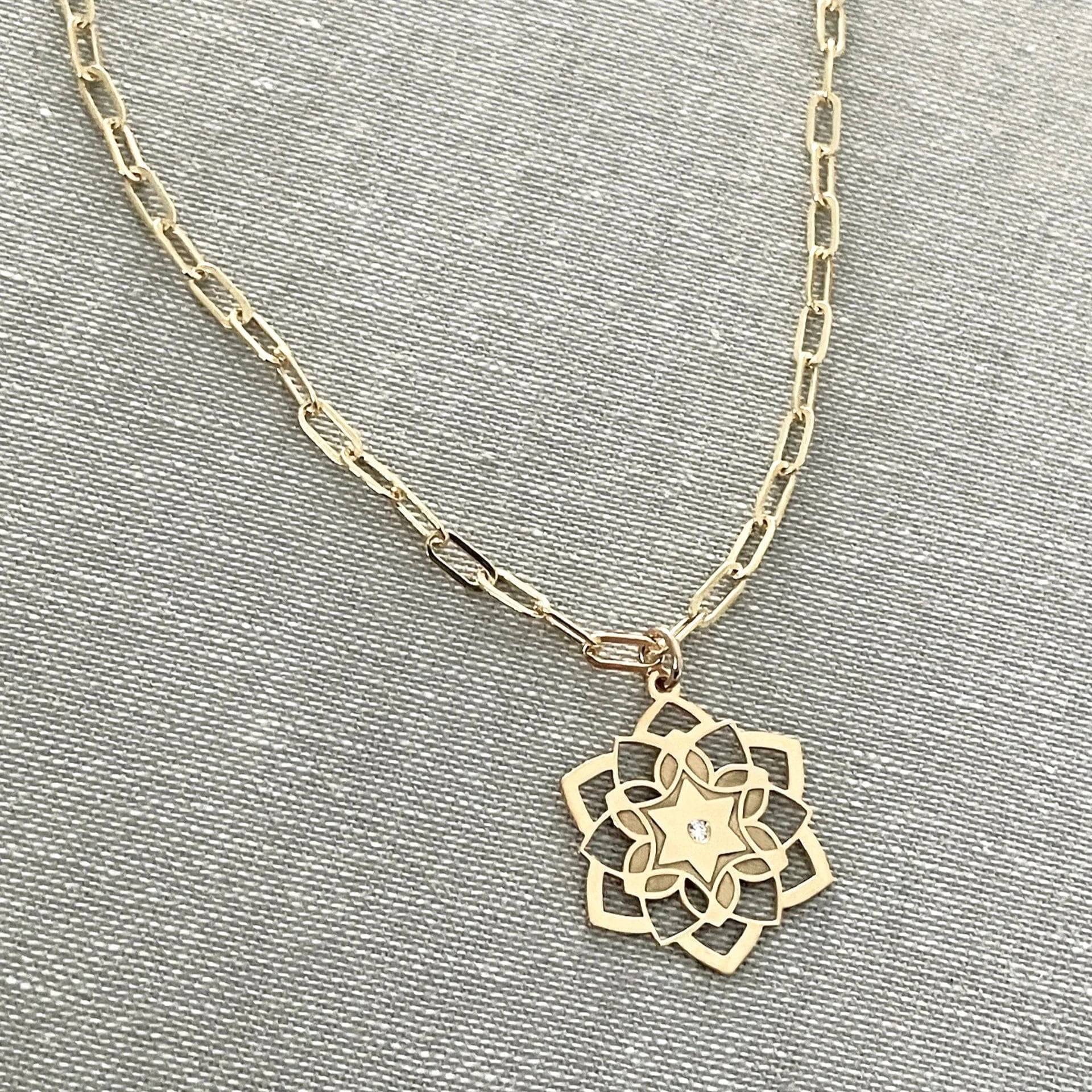 Fortuna Star of David Diamond Paperclip Necklace by Miriam Merenfeld - (Gold-Plated or Sterling Silver)、mySite、topwebapps