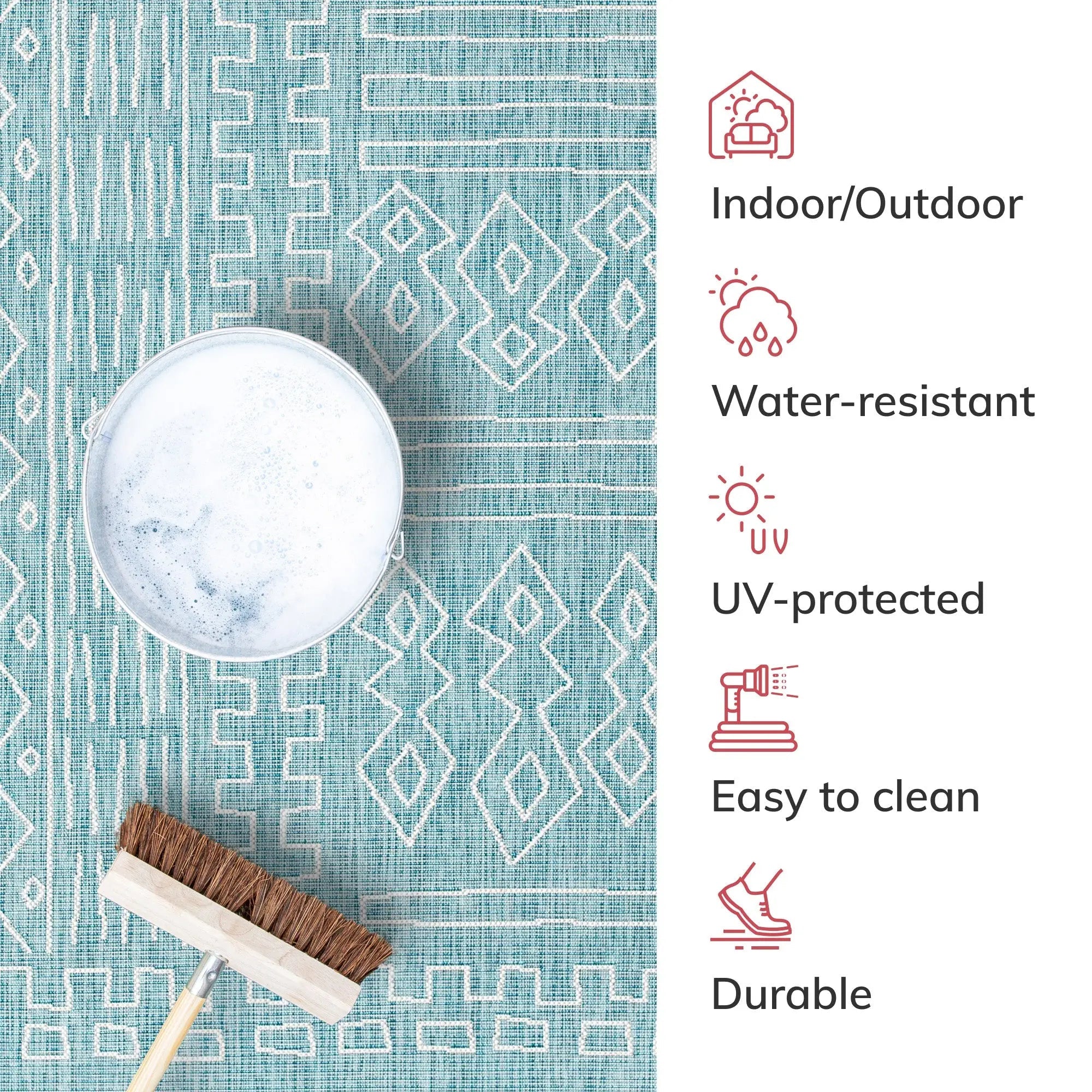 Anza Tribal Geometric Pattern 5'3 x 7'3 Blue Flat-Weave Indoor/Outdoor Rug、mySite、gigharbornorthrealestate