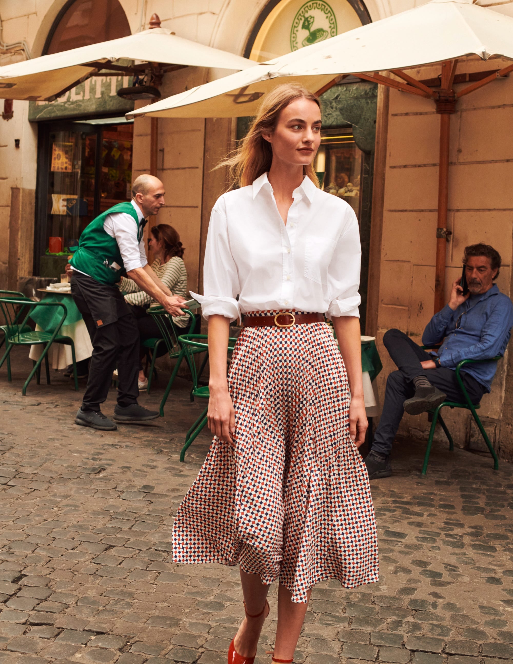  Pleated Midi Skirt-Fiesta Orange, Diamond、mySite、ashleygrahame