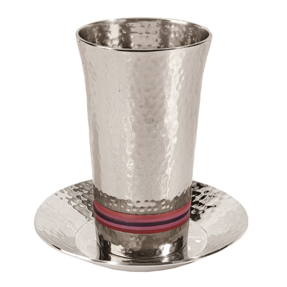 Wide Rings Kiddush Cup and Dish by Yair Emanuel - Pink、mySite、topwebapps