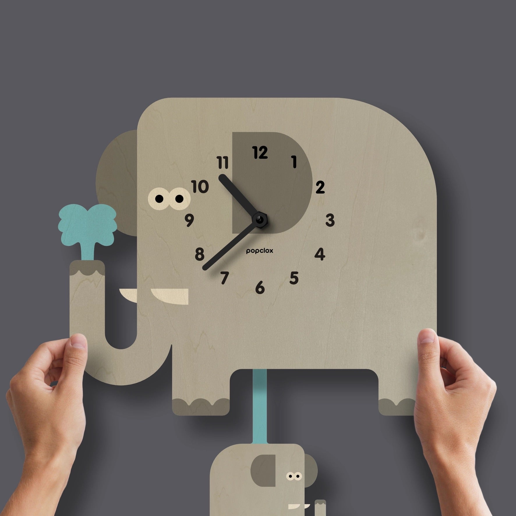 Squirt Elephant Pendulum Clock - Wood、mySite、g9winljtr