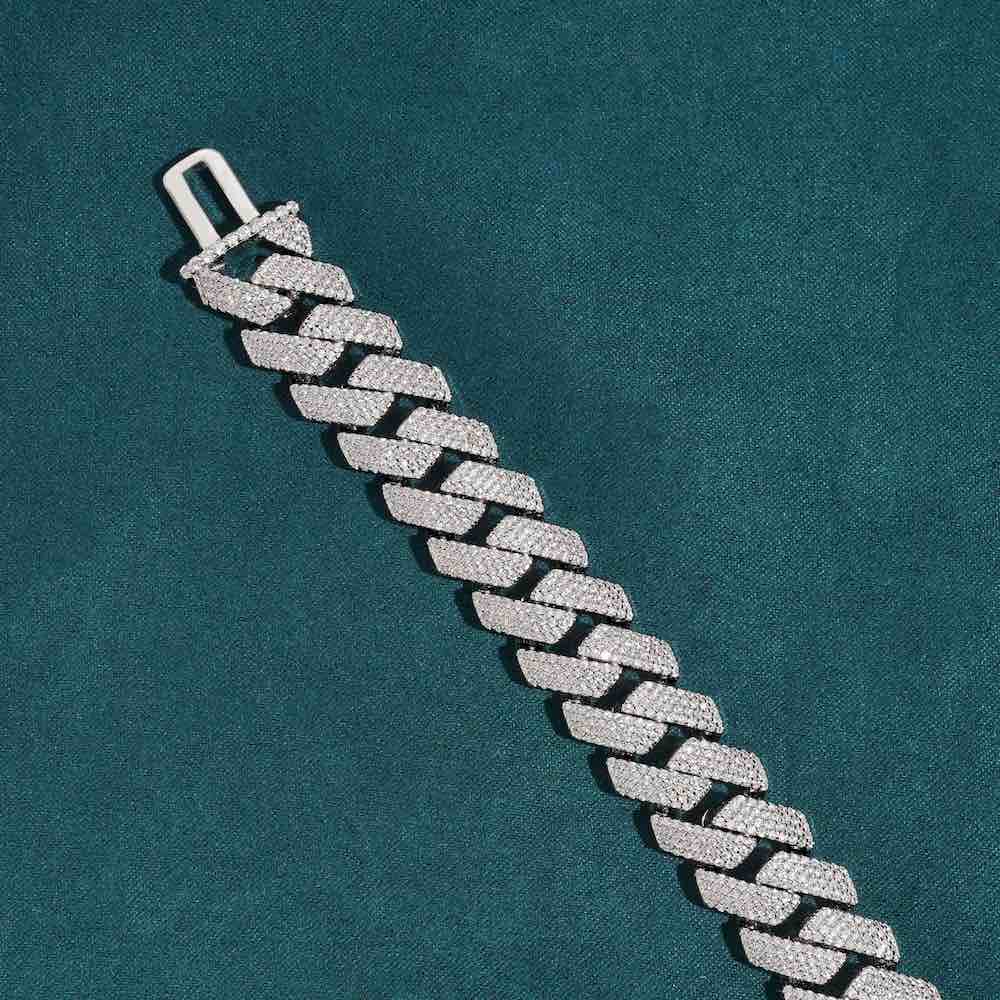 15MM 4-Row Moissanite Cuban Link Bracelet 14K Gold、mySite、hinf8tx79