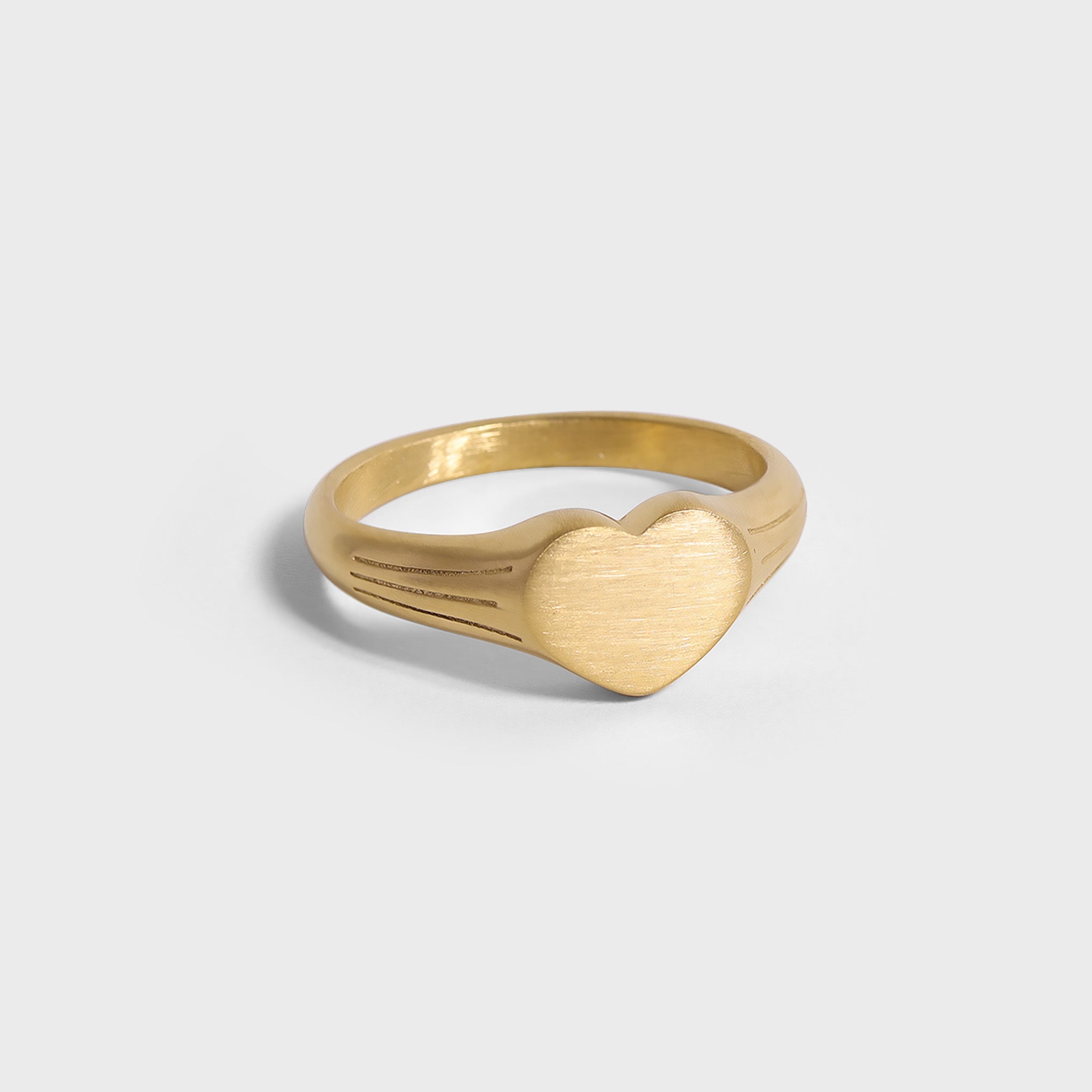 18K Gold PVD Stainless Steel Blank Engravable Heart Signet Ring / ESR0004、mySite、dreamappss